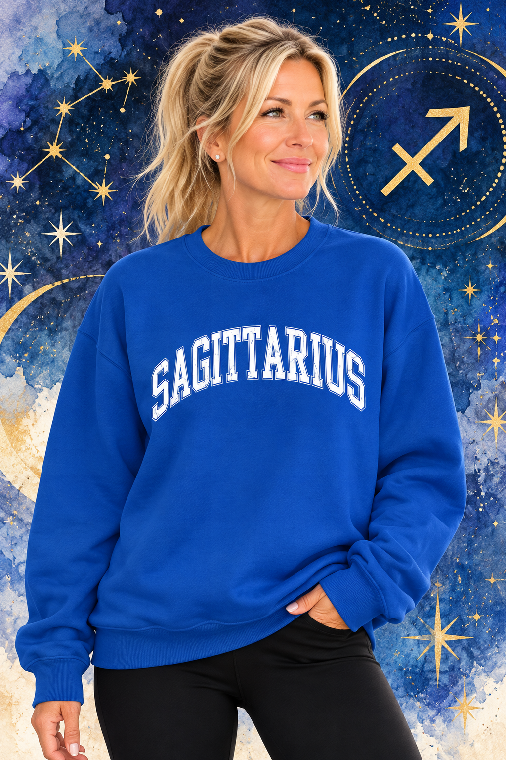The Zodiac Collection. Unisex Garment-Dyed Crew Neck, Graphic Sweatshirt. Sagittarius.