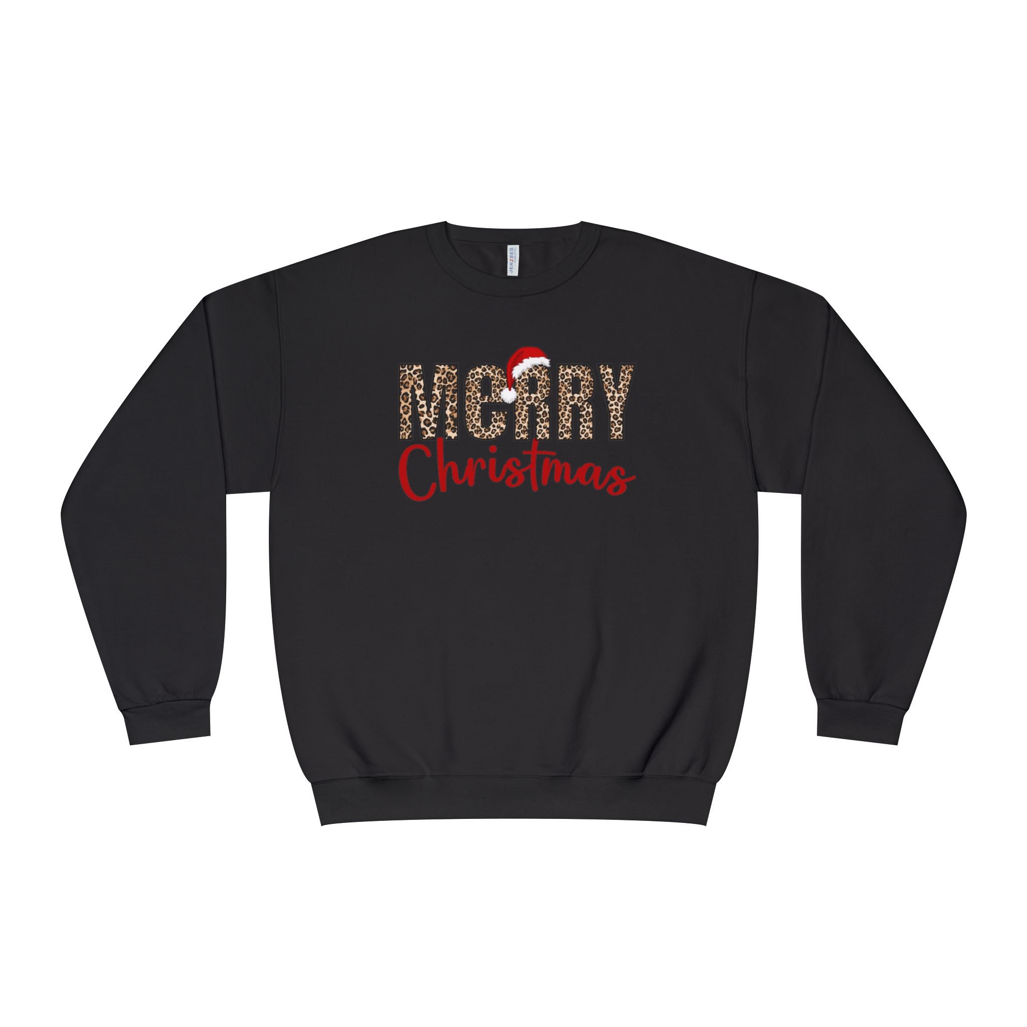 Holiday Moon.  Ladies, crew neck, long sleeve, graphic sweatshirt.  Merry Christmas Leopard.