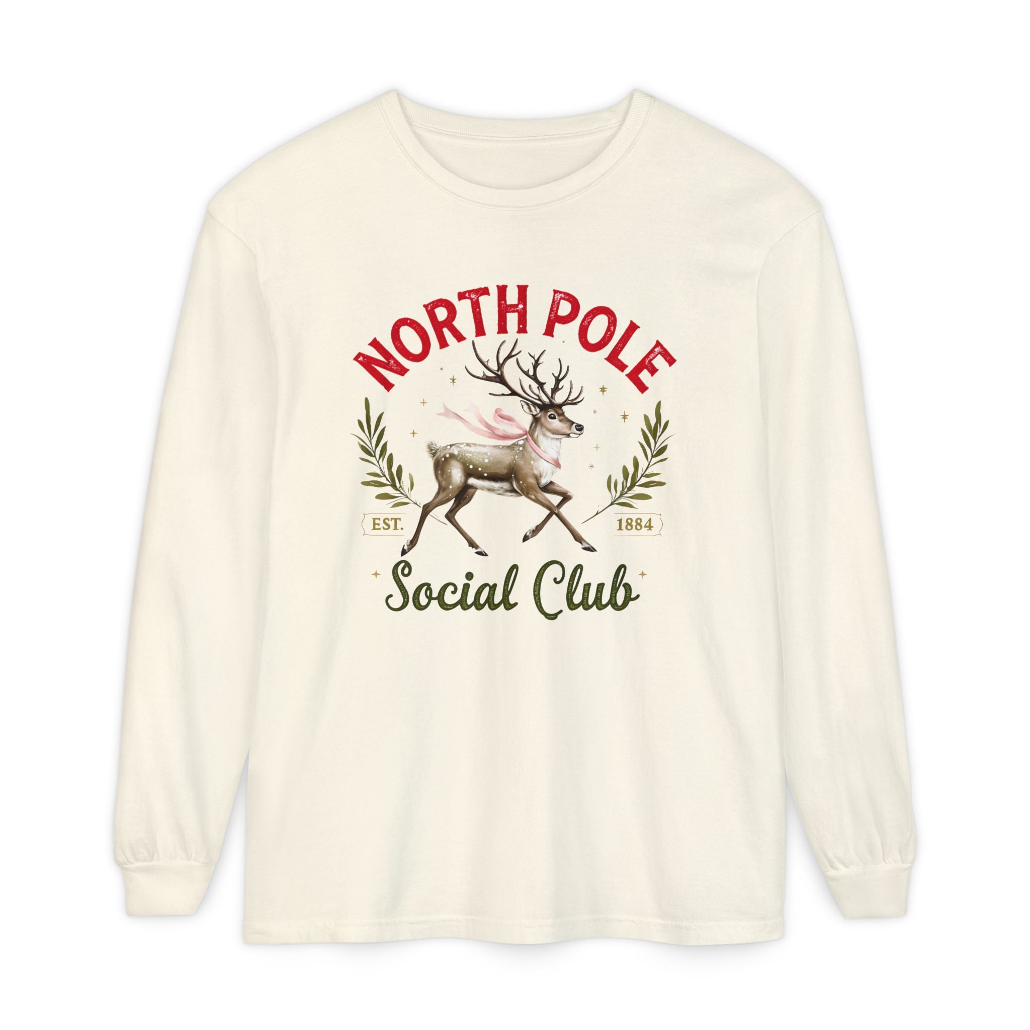 Holiday Moon. Unisex, Crew Neck, Long Sleeve, Graphic T-Shirt. North Pole Social Club.