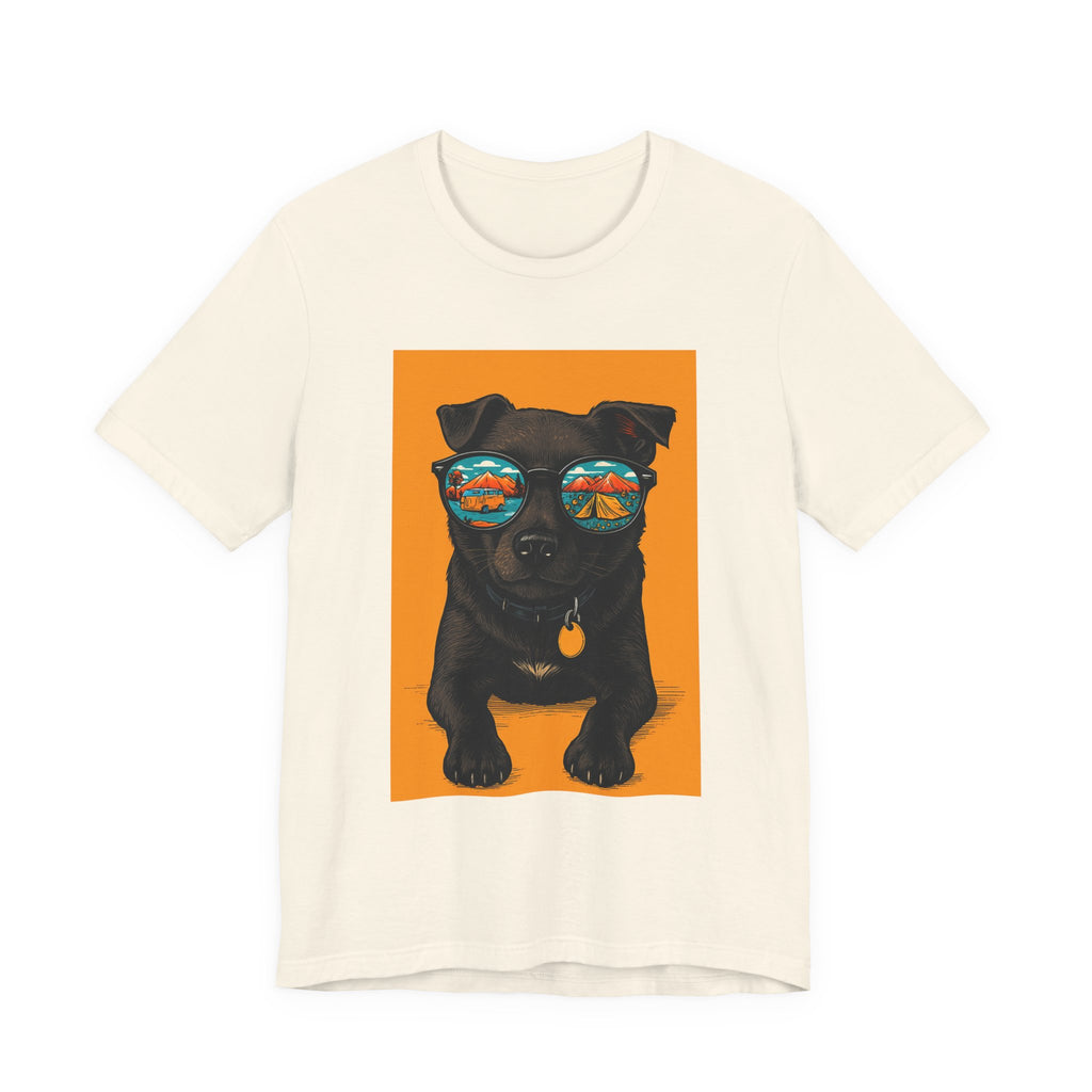 Bark & Meow Collection. Unisex, Crew Neck, Short Sleeve, Graphic T-Shirt.  Camping. Dog.