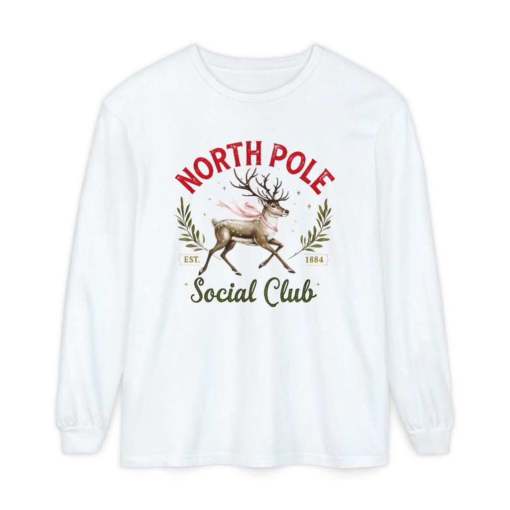 Holiday Moon. Unisex, Crew Neck, Long Sleeve, Graphic T-Shirt. North Pole Social Club.