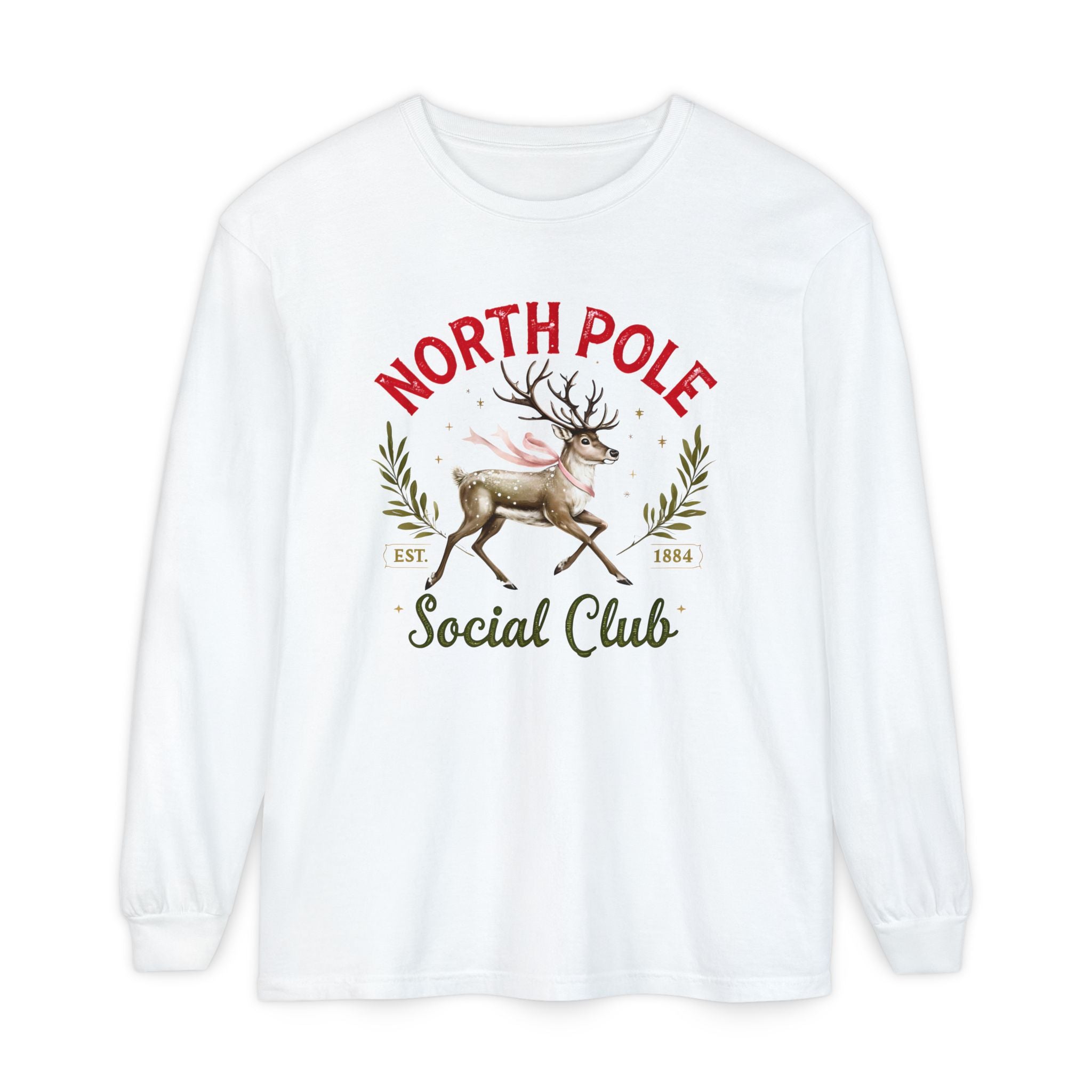 Holiday Moon. Unisex, Crew Neck, Long Sleeve, Graphic T-Shirt. North Pole Social Club.