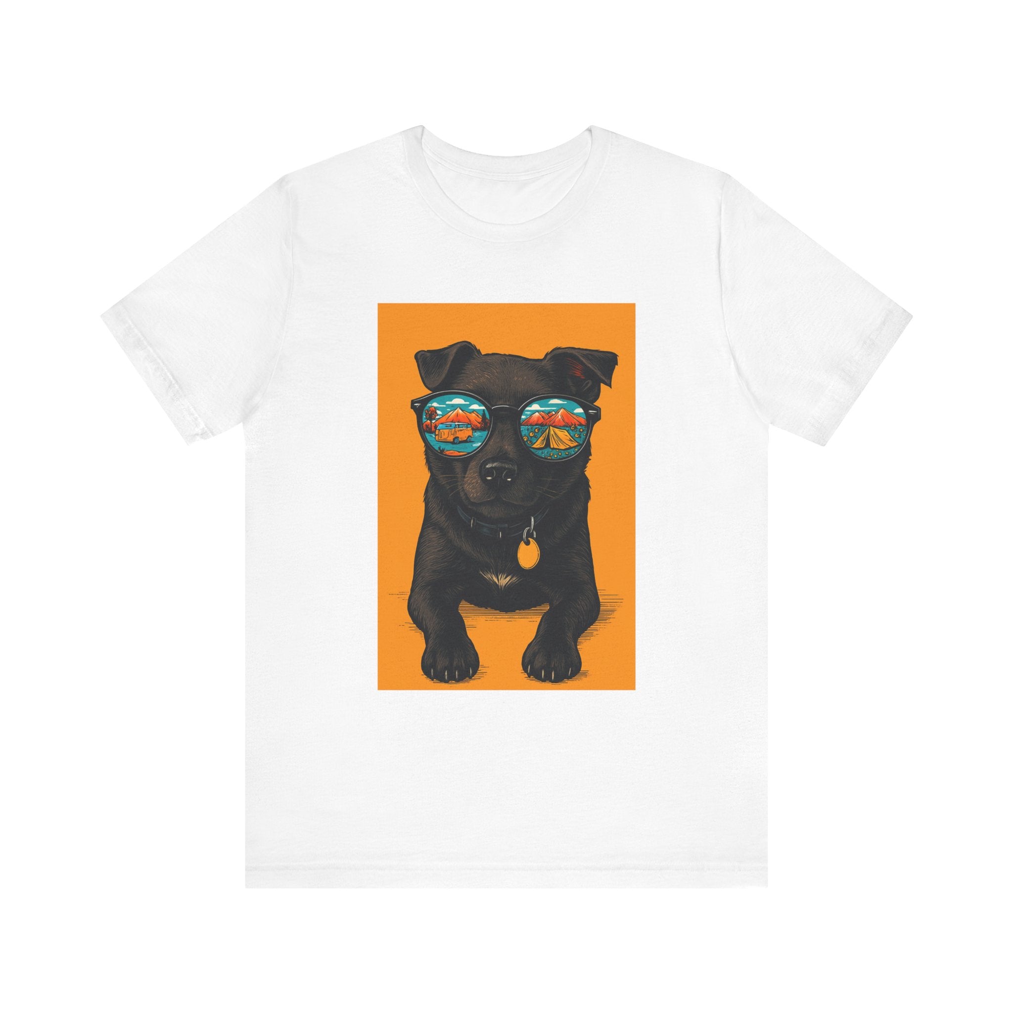 Bark & Meow Collection. Unisex, Crew Neck, Short Sleeve, Graphic T-Shirt.  Camping. Dog.