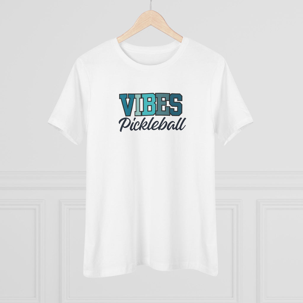 Pickleball. Women's Crew Neck, Short Sleeve, Graphic T-Shirt.  Pickleball Vibes.