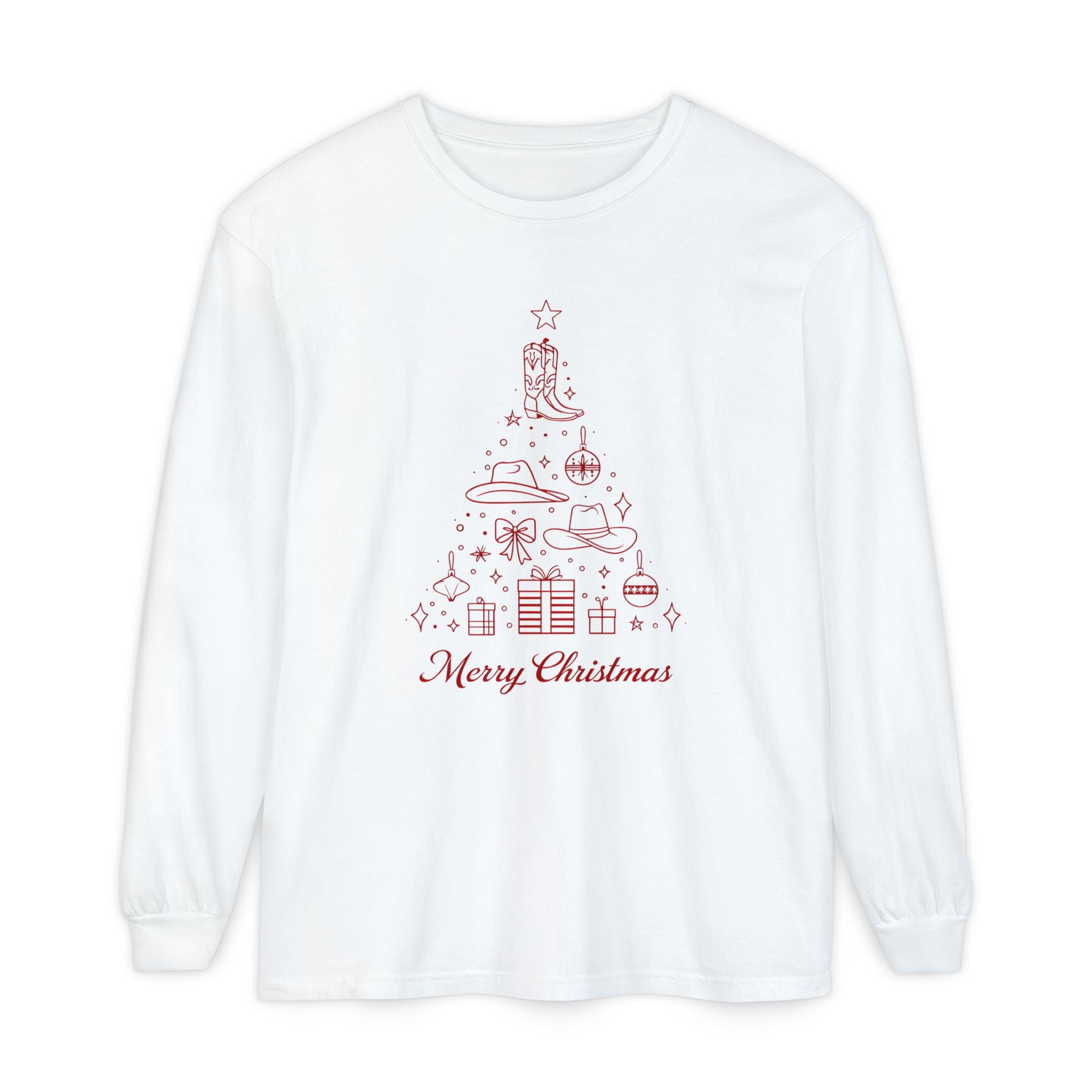 Holiday Moon. Unisex, Crew Neck, Long Sleeve, Graphic T-Shirt. Merry Christmas.