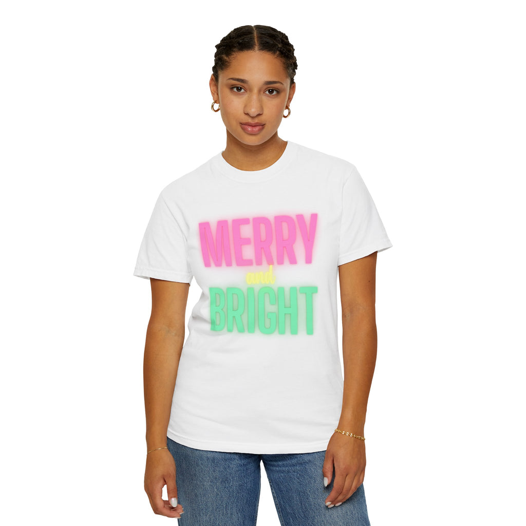Holiday Moon. Unisex, Crew Neck, Short Sleeve, Graphic T-Shirt. Merry & Bright.