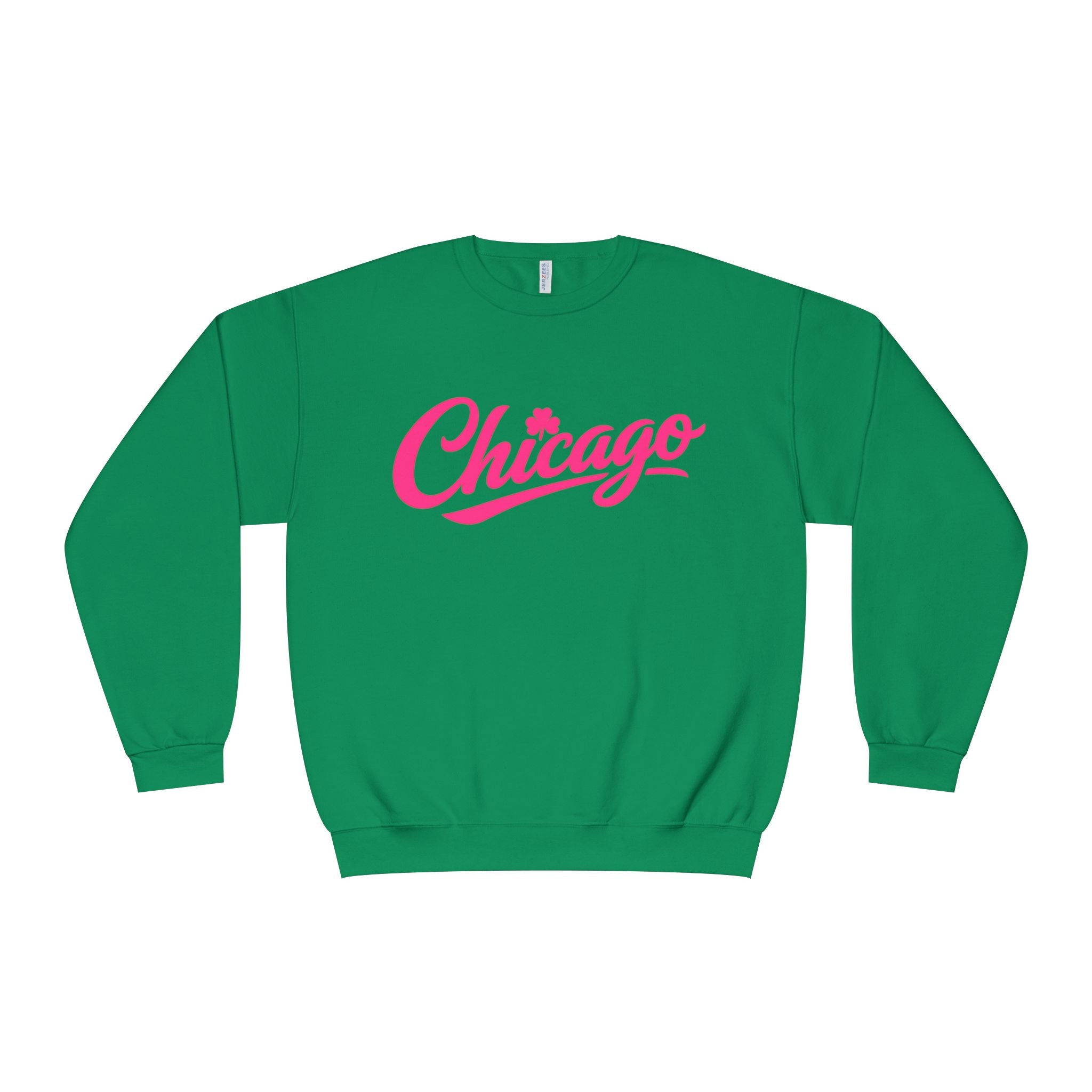 A Lucky Moon. Ladies, Crew Neck, Medium-Heavy NuBlend fleece/cotton, Graphic Sweatshirt. Chicago Shamrock.