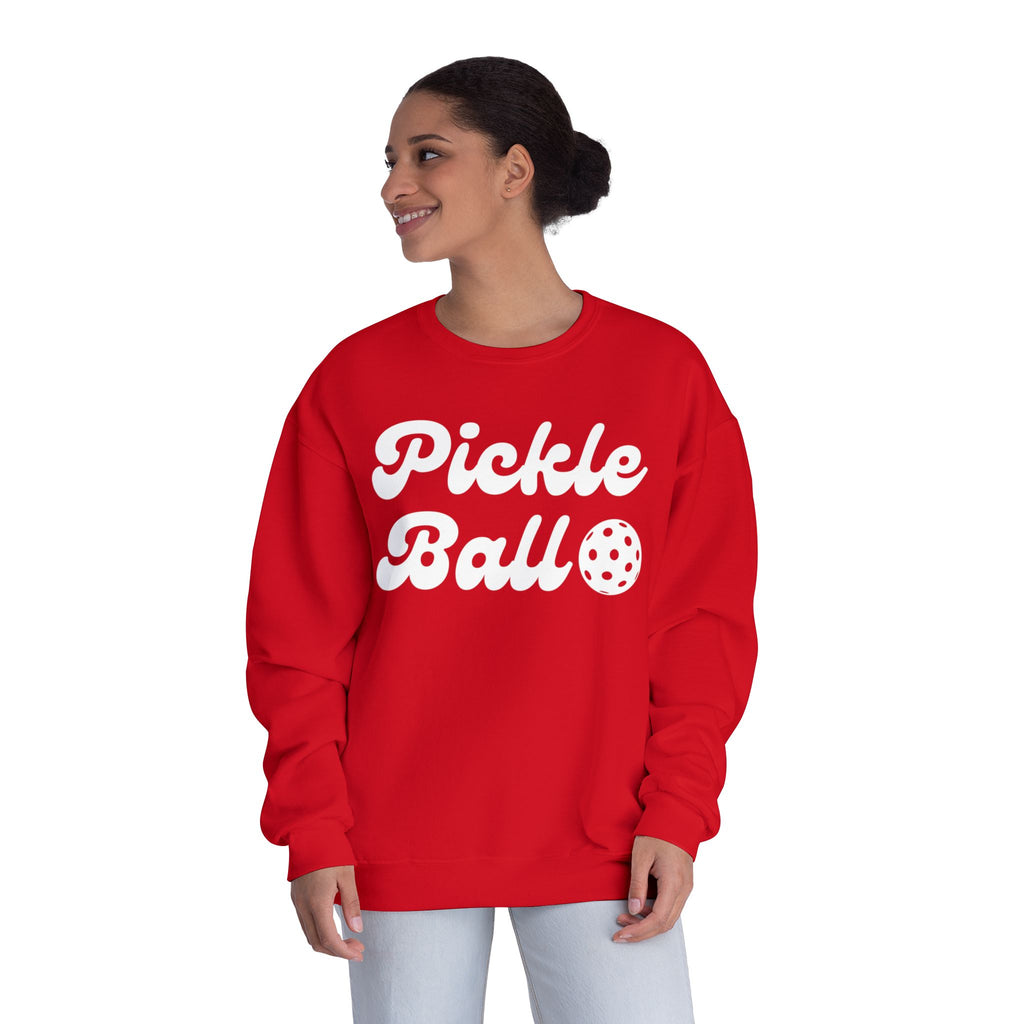 Pickleball. Ladies, Crew Neck, Medium-Heavy NuBlend fleece/cotton, Graphic Sweatshirt. Pickleball. 10 Colors to choose from.