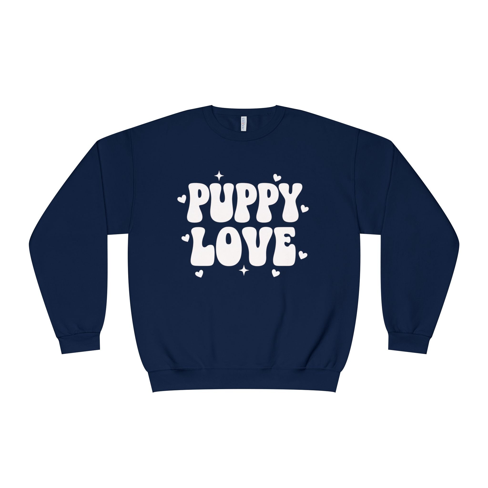 A Valentine Holiday Moon. Ladies, Crew Neck, Medium-Heavy NuBlend fleece/cotton, Graphic Sweatshirt. Puppy Love.