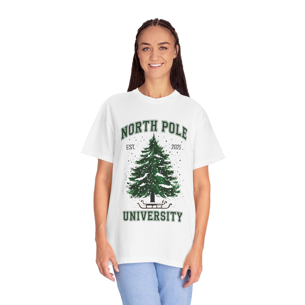 Holiday Moon. Unisex, Crew Neck, Short Sleeve, Graphic T-Shirt. North Pole University.