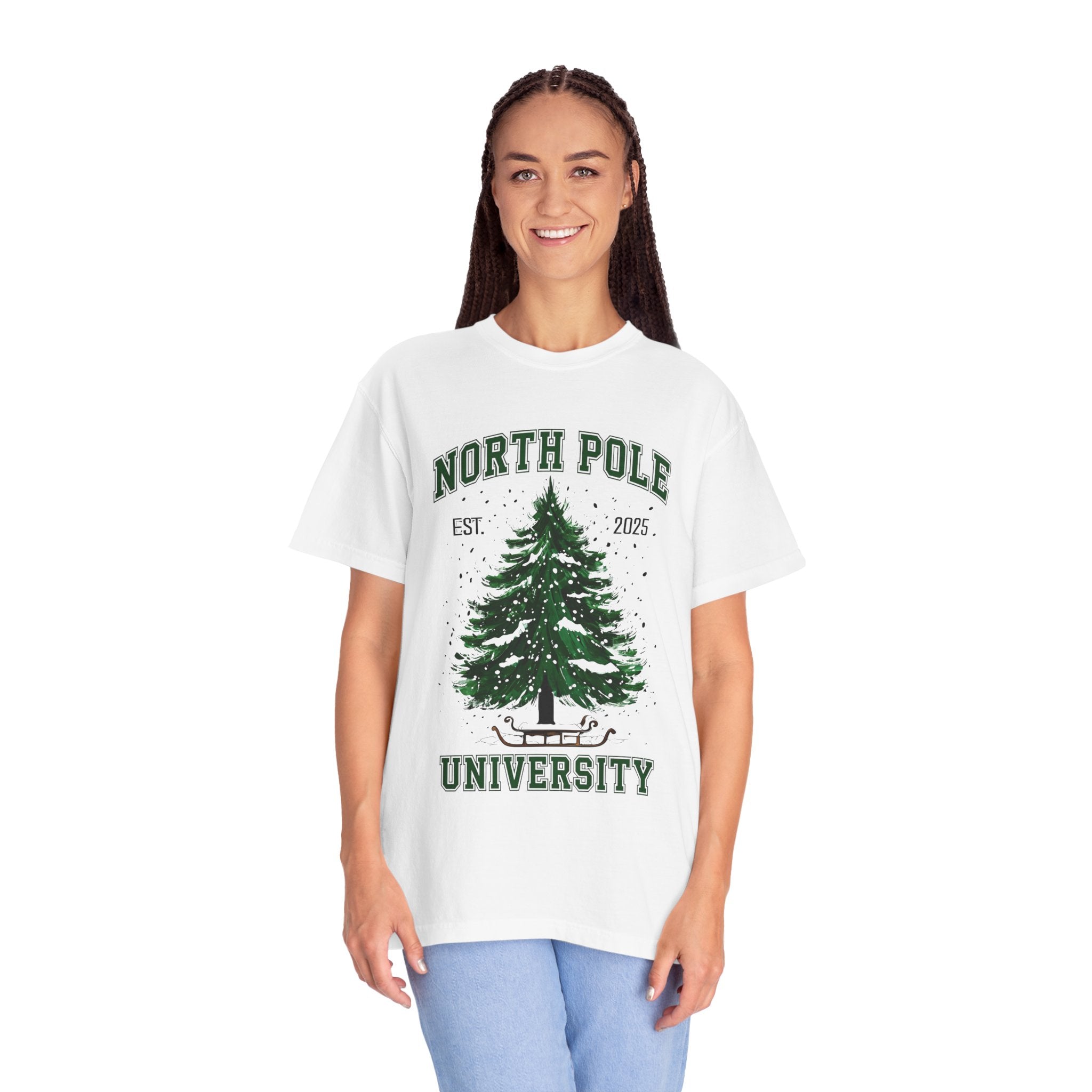 Holiday Moon. Unisex, Crew Neck, Short Sleeve, Graphic T-Shirt. North Pole University.