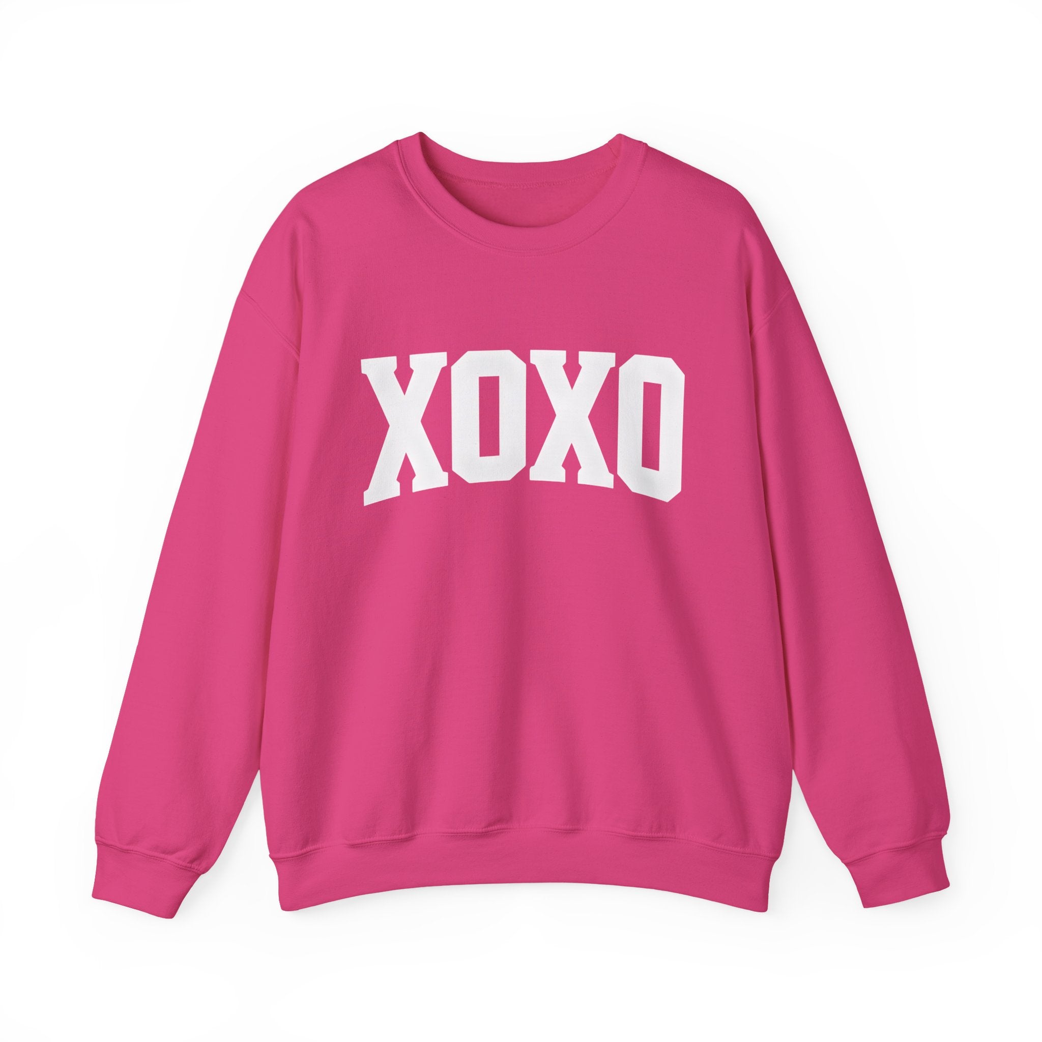 A Valentine Holiday Moon. Ladies, Crew Neck, durable 50/50 cotton poly blend, Graphic Sweatshirt.XOXO.