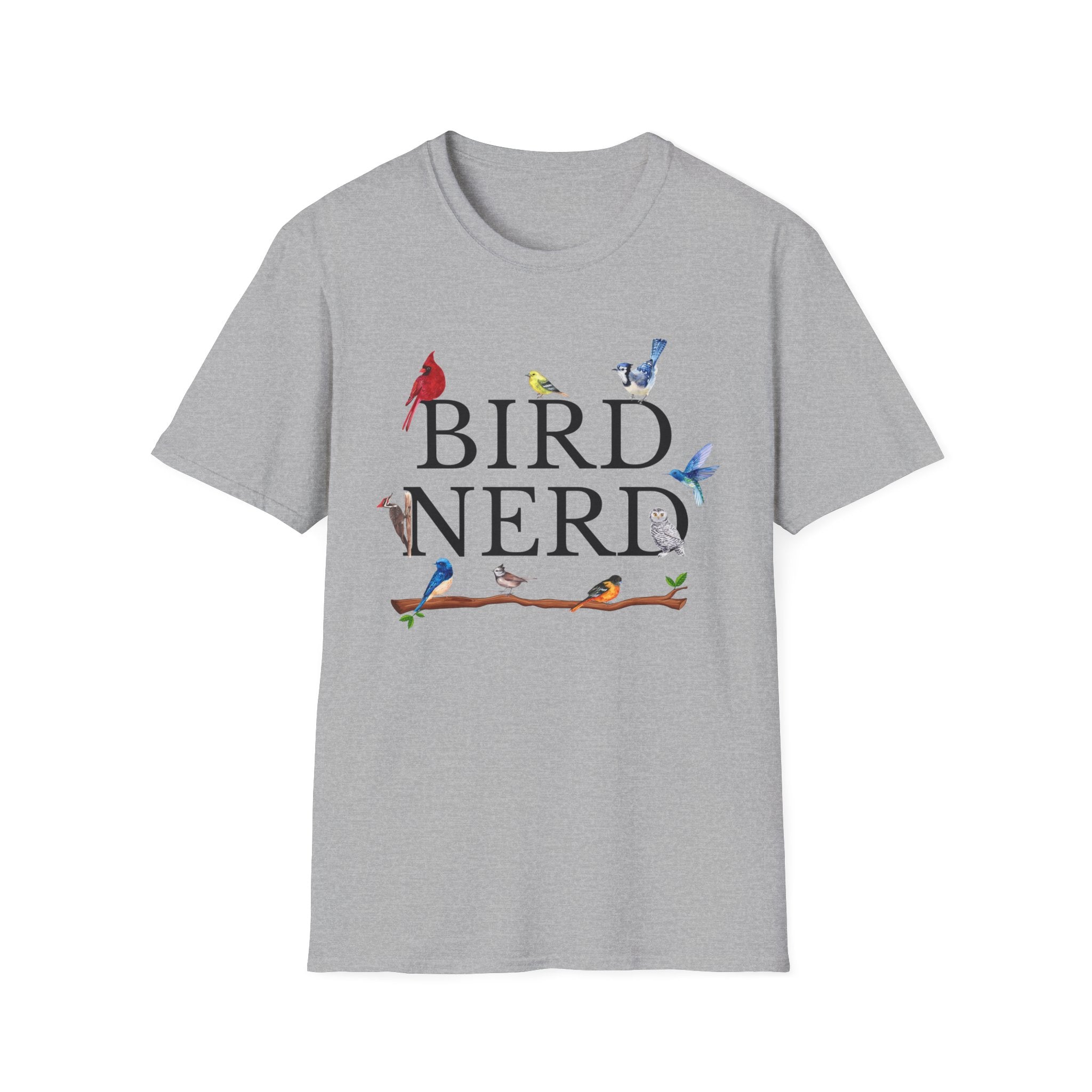 Wild at Heart Collection. Bird Nerd Birdwatching Crew Neck Tee | Gildan 64000 Nature Lover Shirt