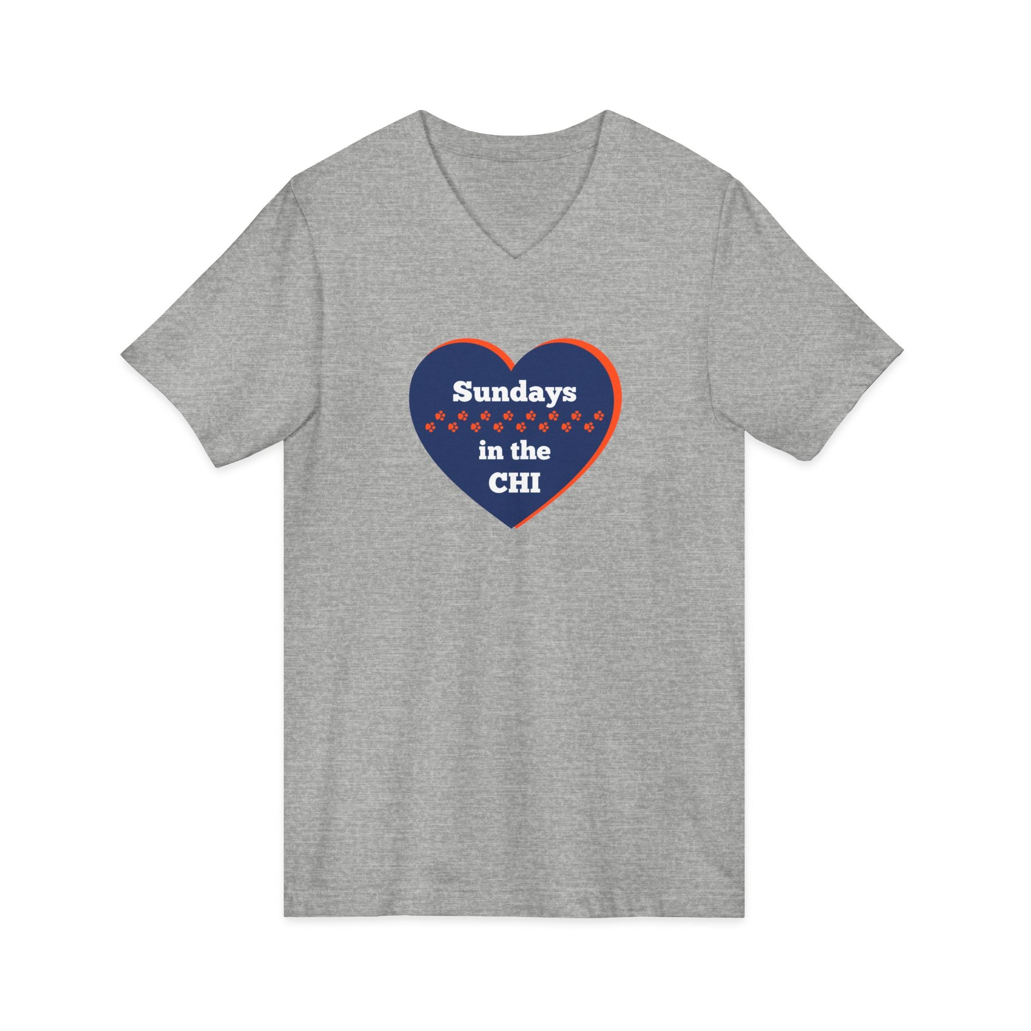 Sporty Soul. Unisex, V-Neck, Short Sleeve, Graphic T-Shirt. Sundays in the Chi.