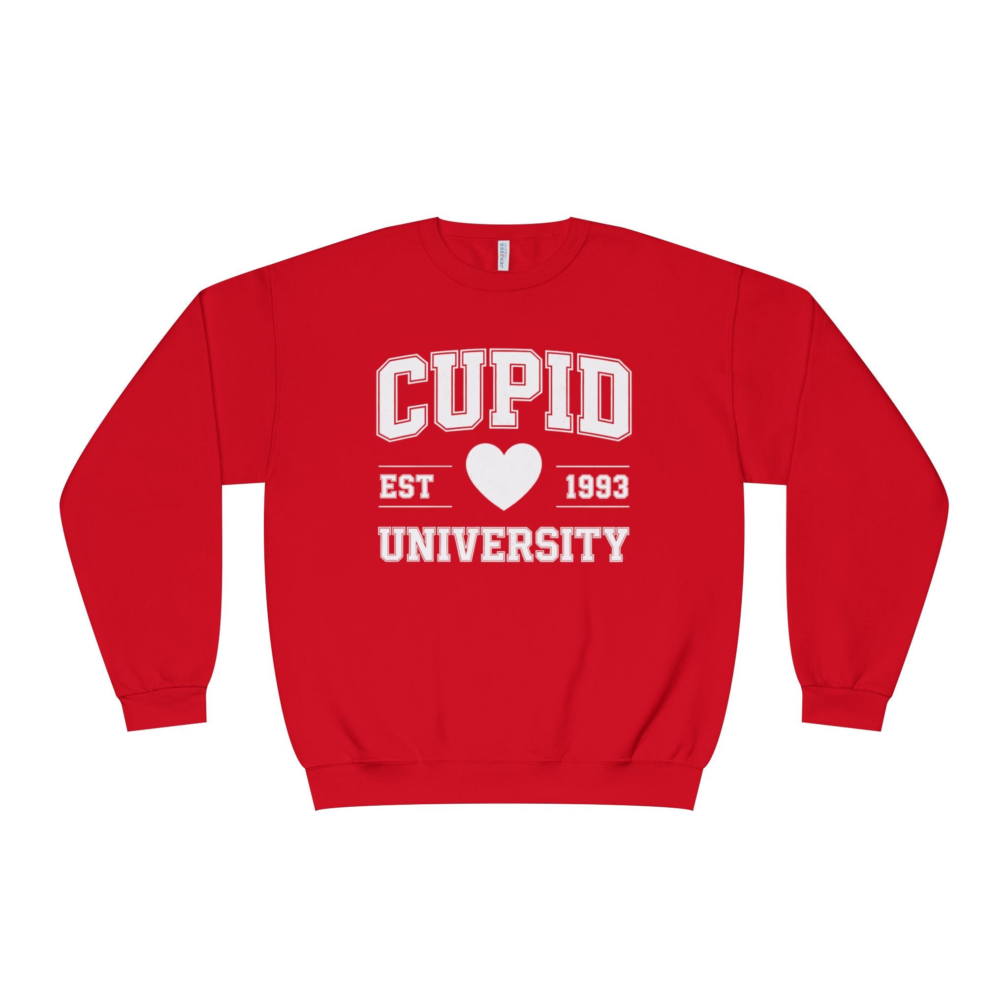 A Valentine Holiday Moon. Ladies, Crew Neck, Medium-Heavy NuBlend fleece/cotton, Graphic Sweatshirt. Cupid University.