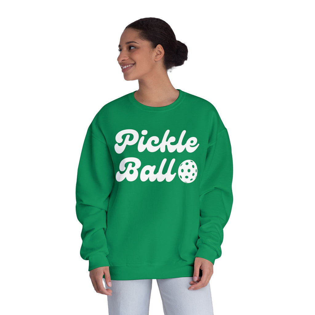 Pickleball. Ladies, Crew Neck, Medium-Heavy NuBlend fleece/cotton, Graphic Sweatshirt. Pickleball. 10 Colors to choose from.