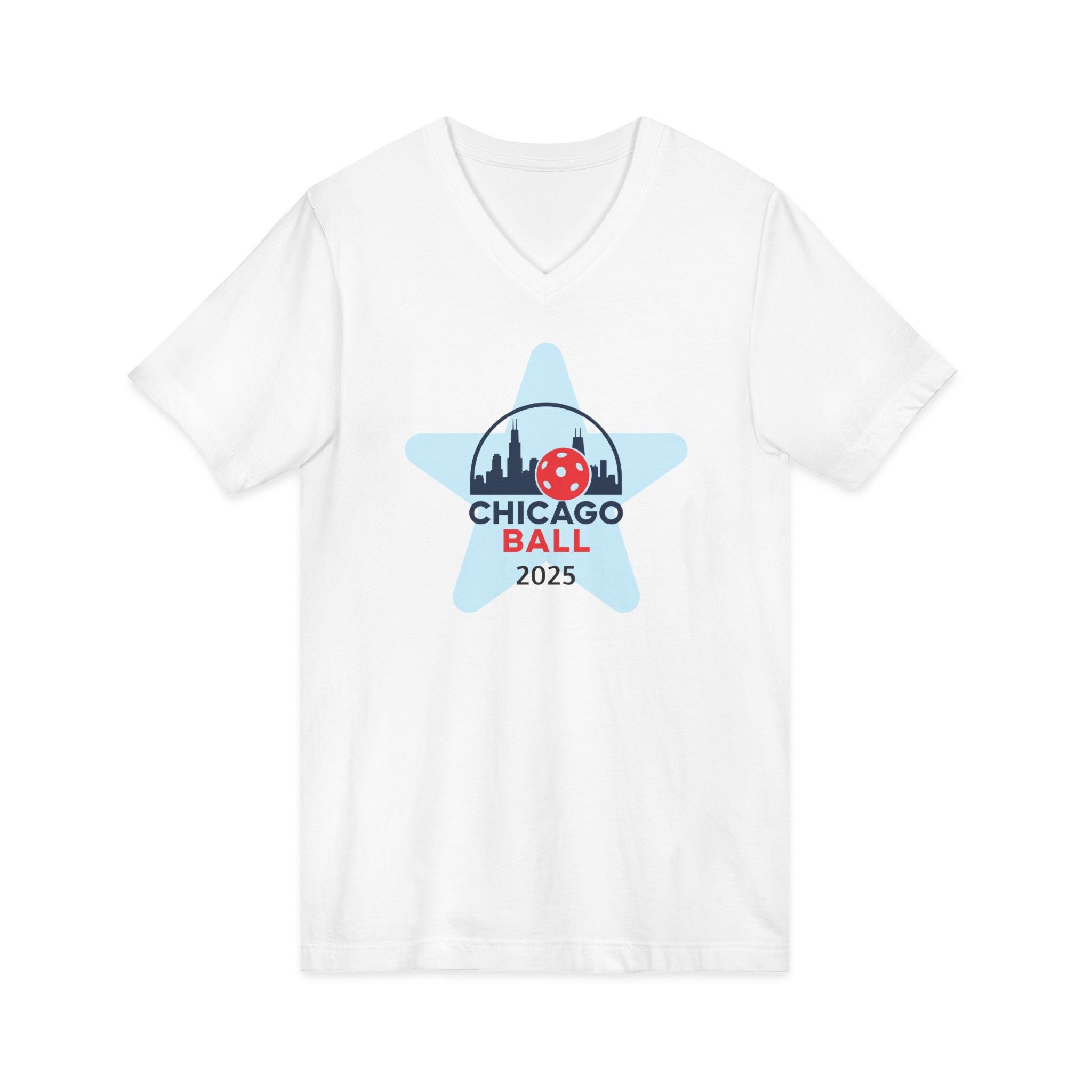 Pickleball. Unisex V-Neck,  Short sleeve, Graphic T-Shirt. Chicago Star 2025.