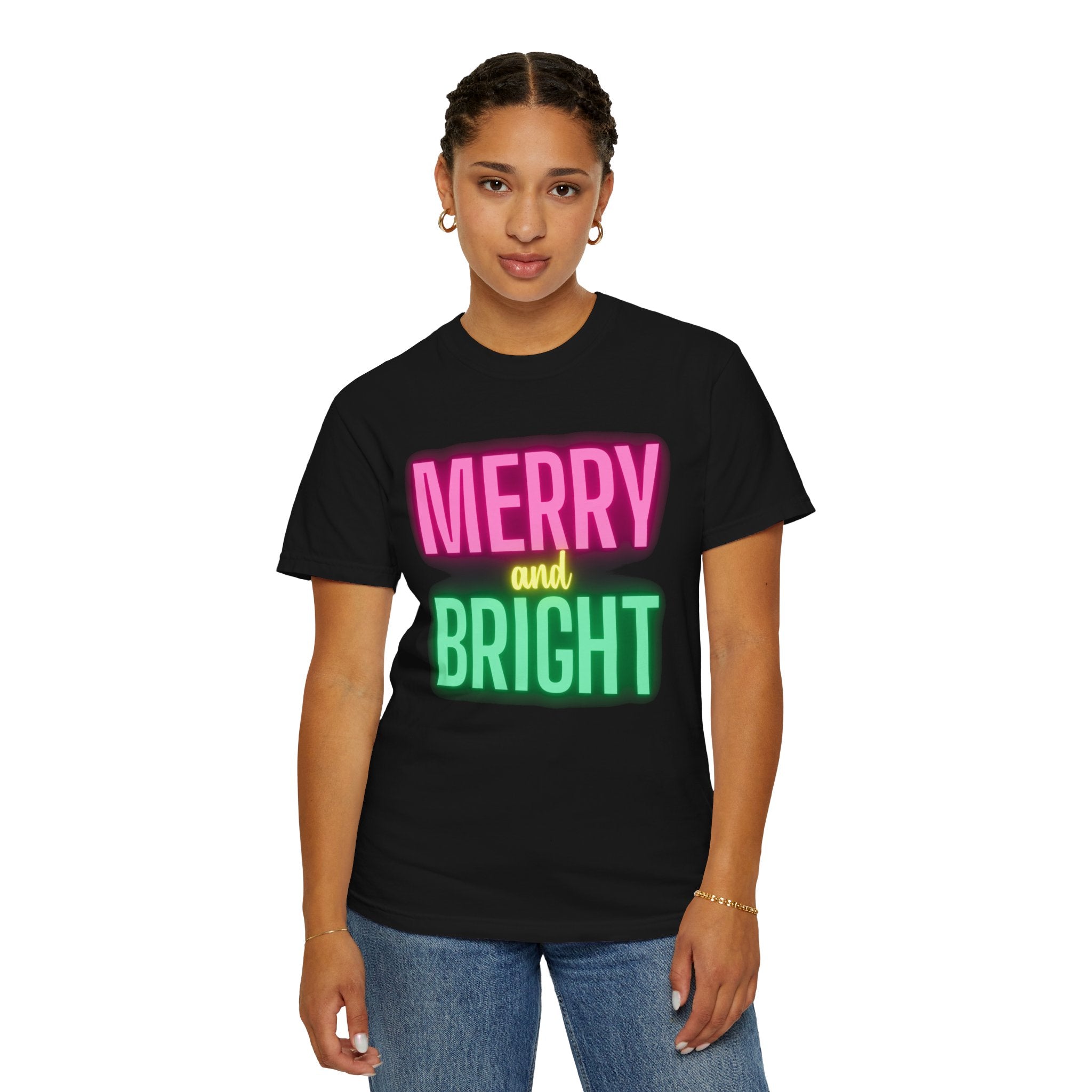 Holiday Moon. Unisex, Crew Neck, Short Sleeve, Graphic T-Shirt. Merry & Bright.