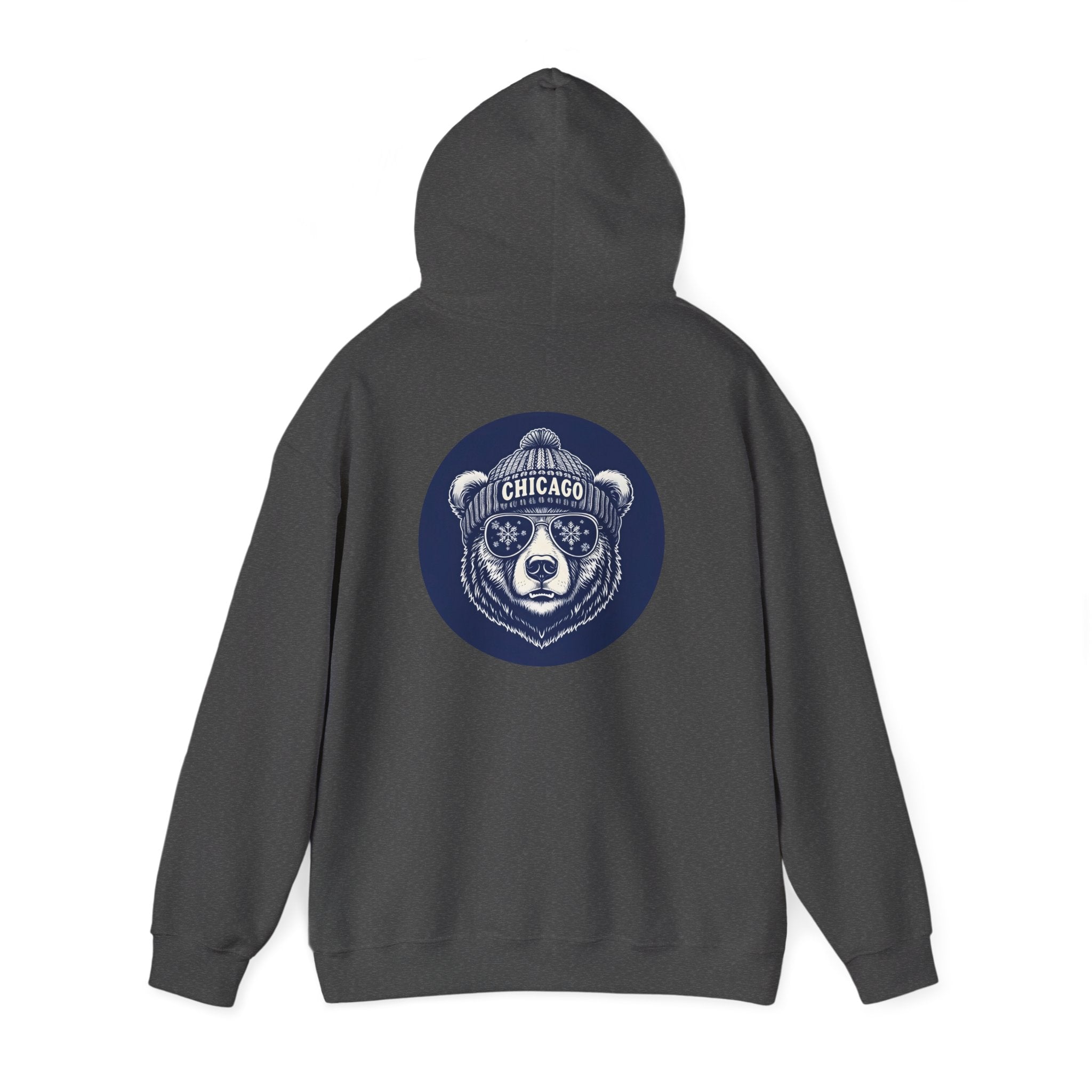 Sporty Soul. Unisex, Heavy Blend, Hooded, Back-Side Bear Graphic, Sweatshirt. Retro Winter Beanie Bear.