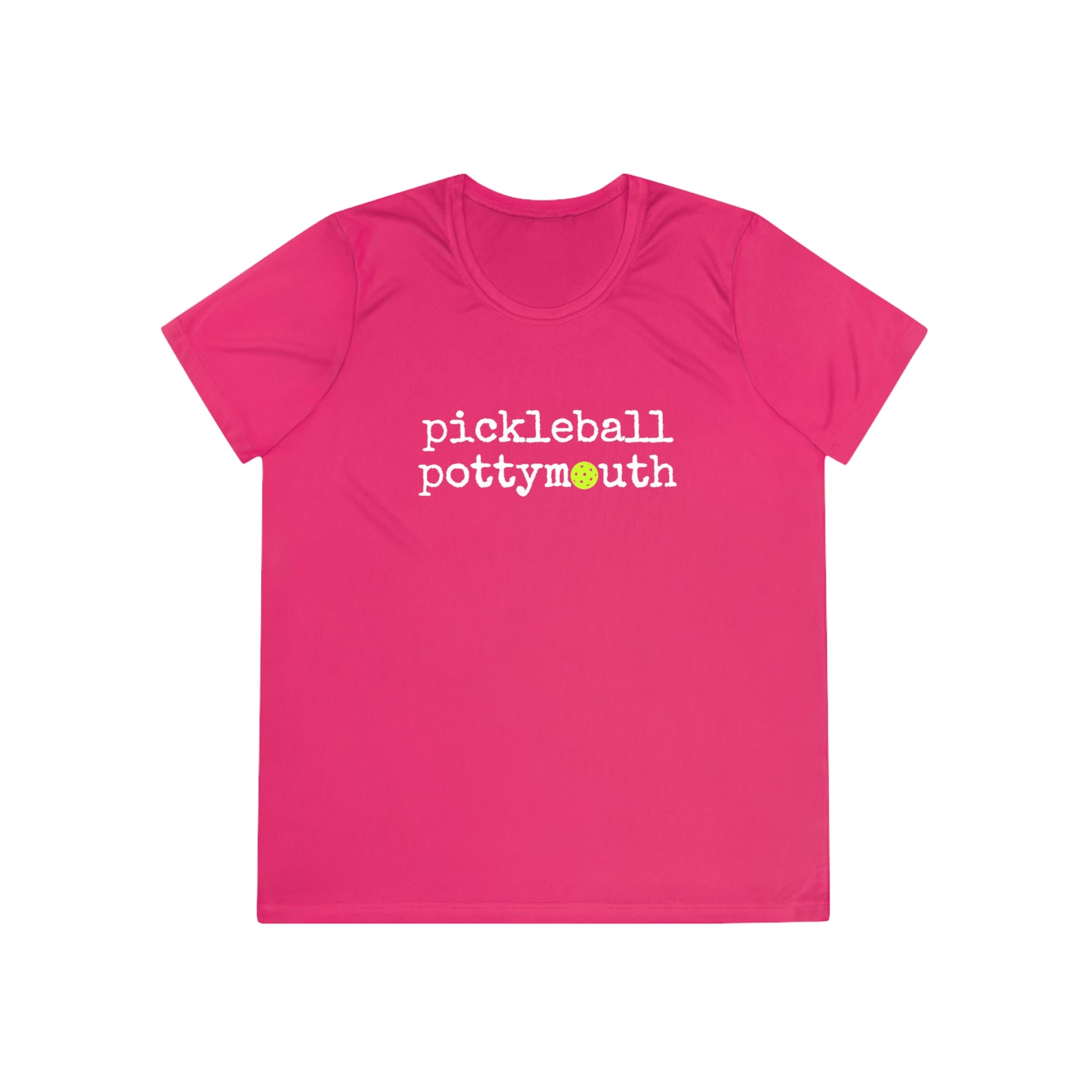 A New Pickleball Dryfit.  Ladies, crew neck, short sleeve, moisture-wicking fabric, graphic tee. Pickleball Pottymouth.