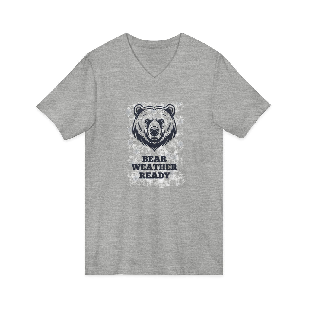Sporty Soul. Unisex, V-Neck, Short Sleeve, Graphic T-Shirt. Bear Weather Ready.