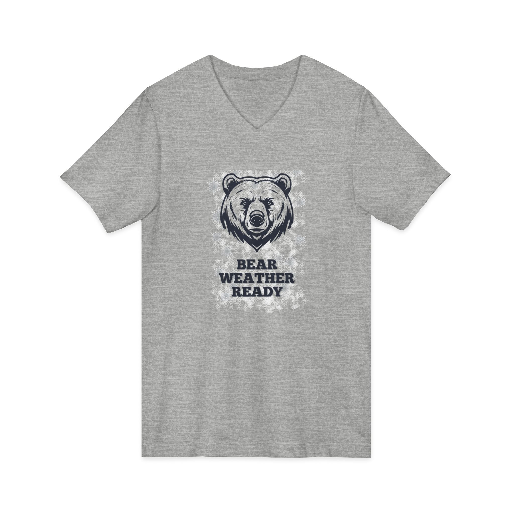Sporty Soul. Unisex, V-Neck, Short Sleeve, Graphic T-Shirt. Bear Weather Ready.