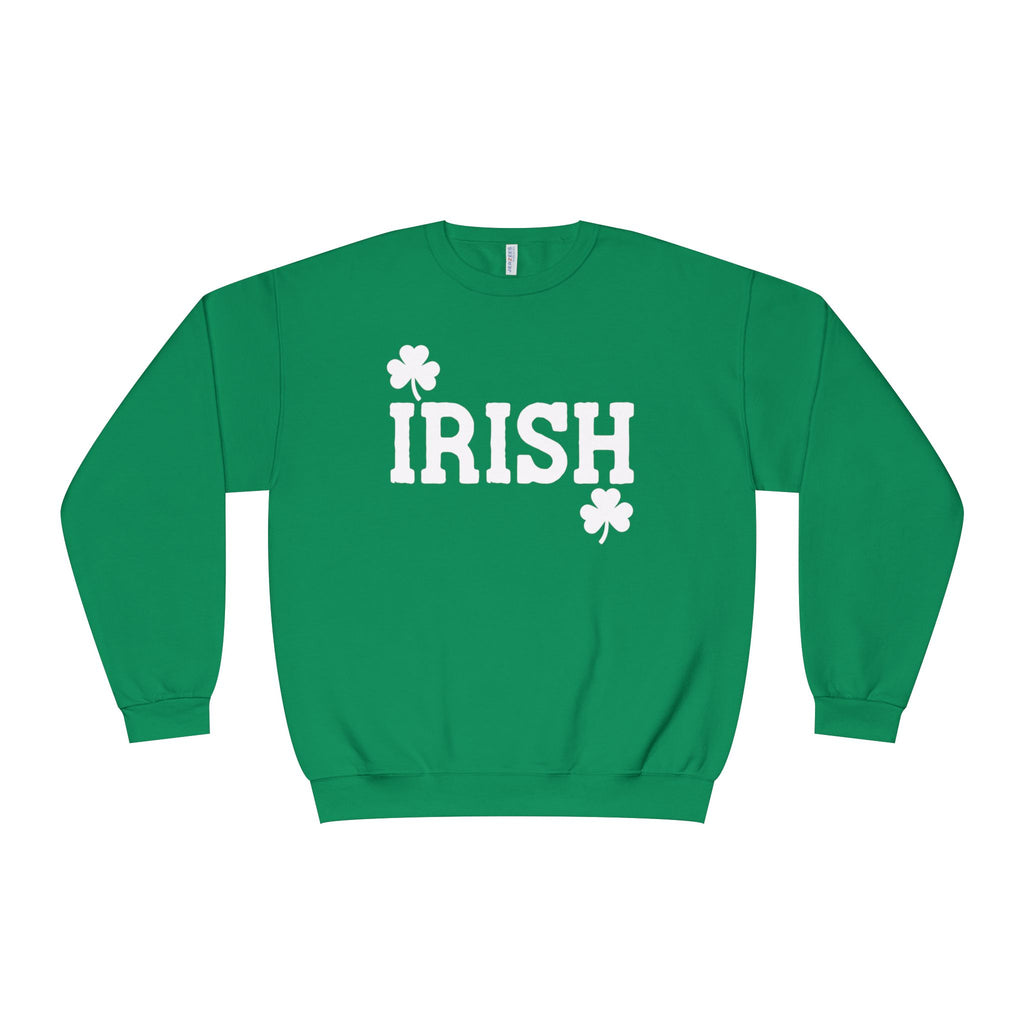 Lucky Moon.  Ladies, Crew Neck, Medium-Heavy NuBlend fleece/cotton, Graphic Sweatshirt. Irish/Shamrocks.