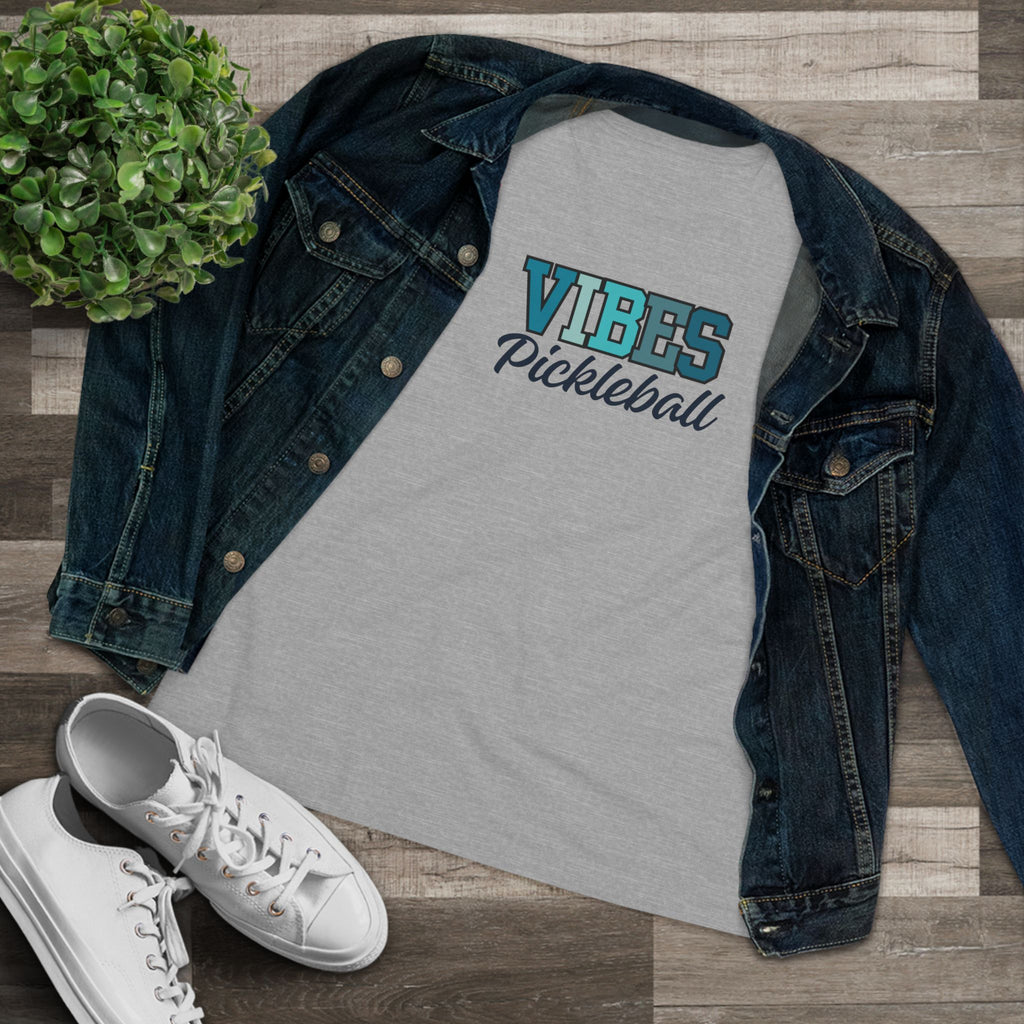Pickleball. Women's Crew Neck, Short Sleeve, Graphic T-Shirt.  Pickleball Vibes.