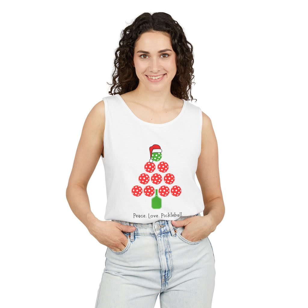 Holiday Moon. Unisex, Lightweight, Cotton, Graphic Tank. Peace.Love.Pickleball.