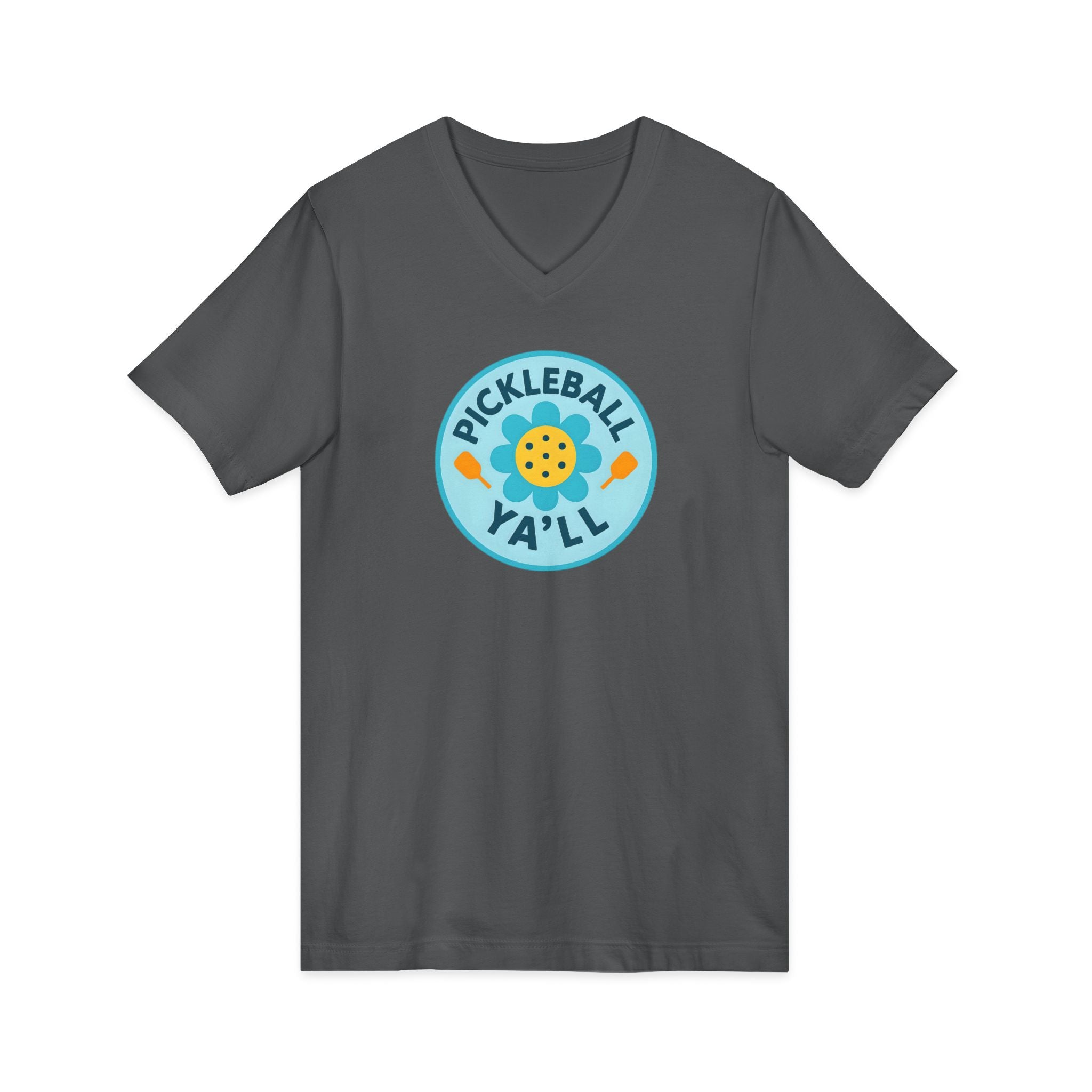 Pickleball. Unisex, V-Neck, Short Sleeve, Graphic T-Shirt. Pickleball Y'all.