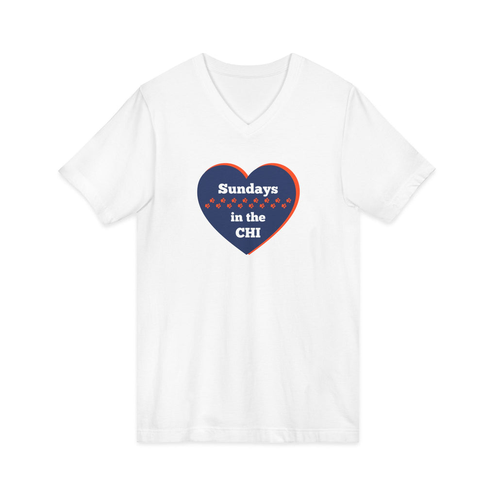Sporty Soul. Unisex, V-Neck, Short Sleeve, Graphic T-Shirt. Sundays in the Chi.