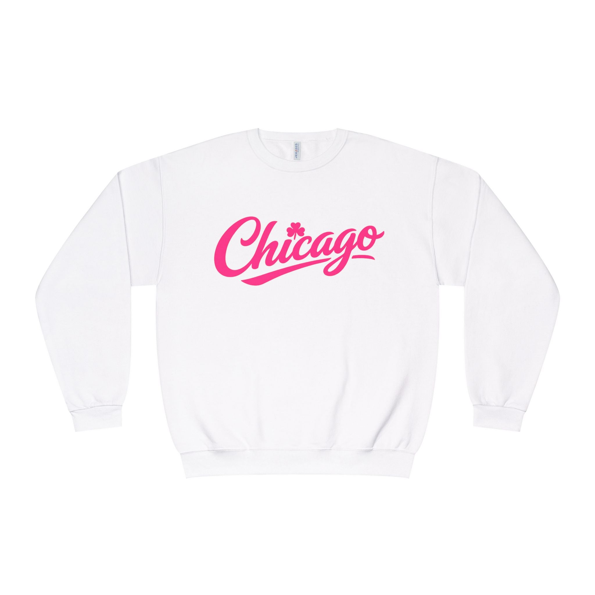 A Lucky Moon. Ladies, Crew Neck, Medium-Heavy NuBlend fleece/cotton, Graphic Sweatshirt. Chicago Shamrock.