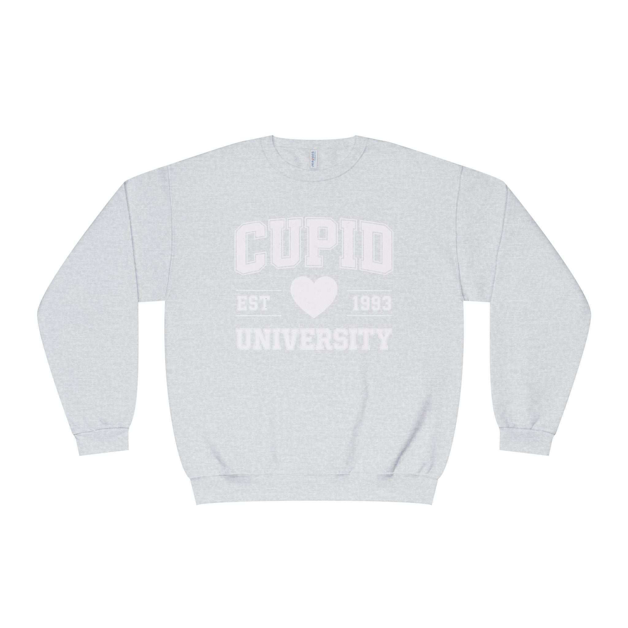 A Valentine Holiday Moon. Ladies, Crew Neck, Medium-Heavy NuBlend fleece/cotton, Graphic Sweatshirt. Cupid University.