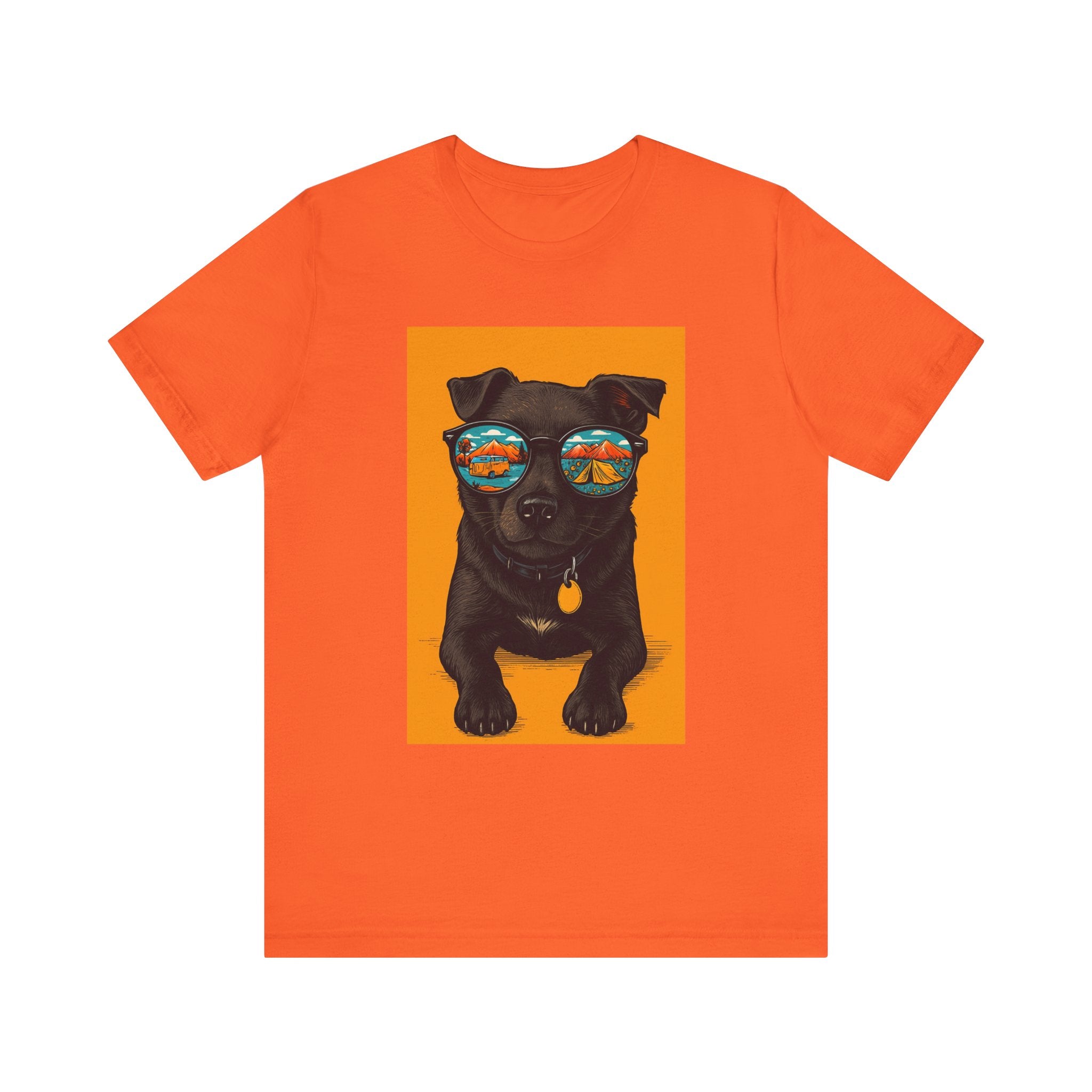 Bark & Meow Collection. Unisex, Crew Neck, Short Sleeve, Graphic T-Shirt.  Camping. Dog.