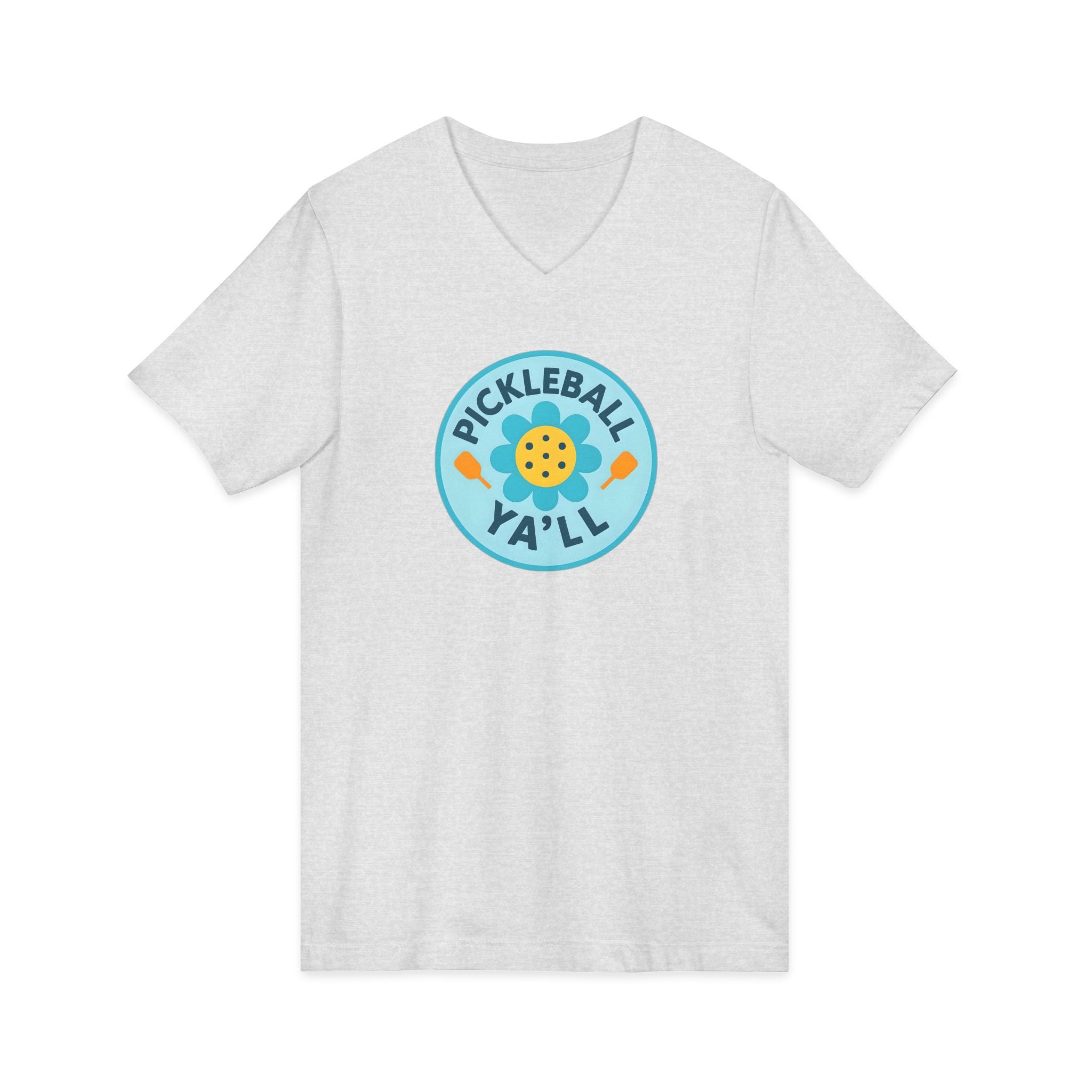 Pickleball. Unisex, V-Neck, Short Sleeve, Graphic T-Shirt. Pickleball Y'all.
