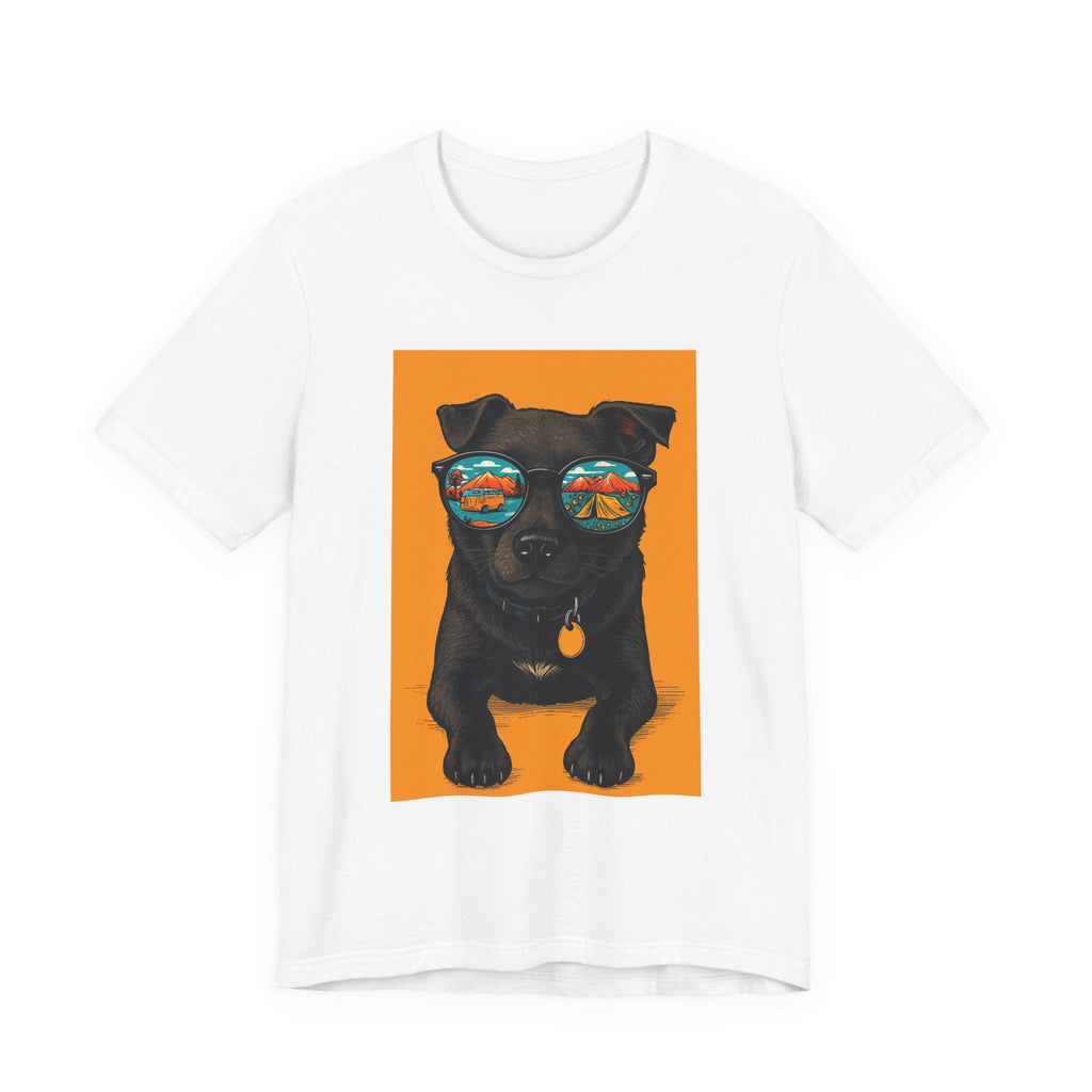 Bark & Meow Collection. Unisex, Crew Neck, Short Sleeve, Graphic T-Shirt.  Camping. Dog.