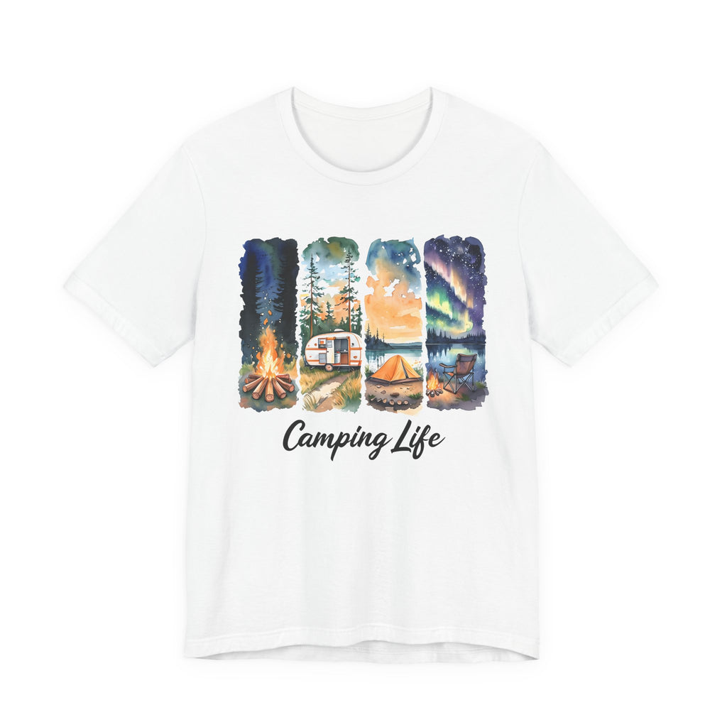 Adventure Awaits. Unisex, Crew Neck, Short Sleeve, Graphic T-Shirt. Camping Life.
