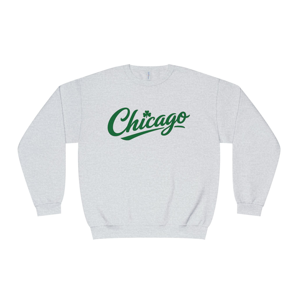 Lucky Moon. Ladies, Crew Neck, Medium-Heavy NuBlend fleece/cotton, Graphic Sweatshirt. Chicago Shamrock.
