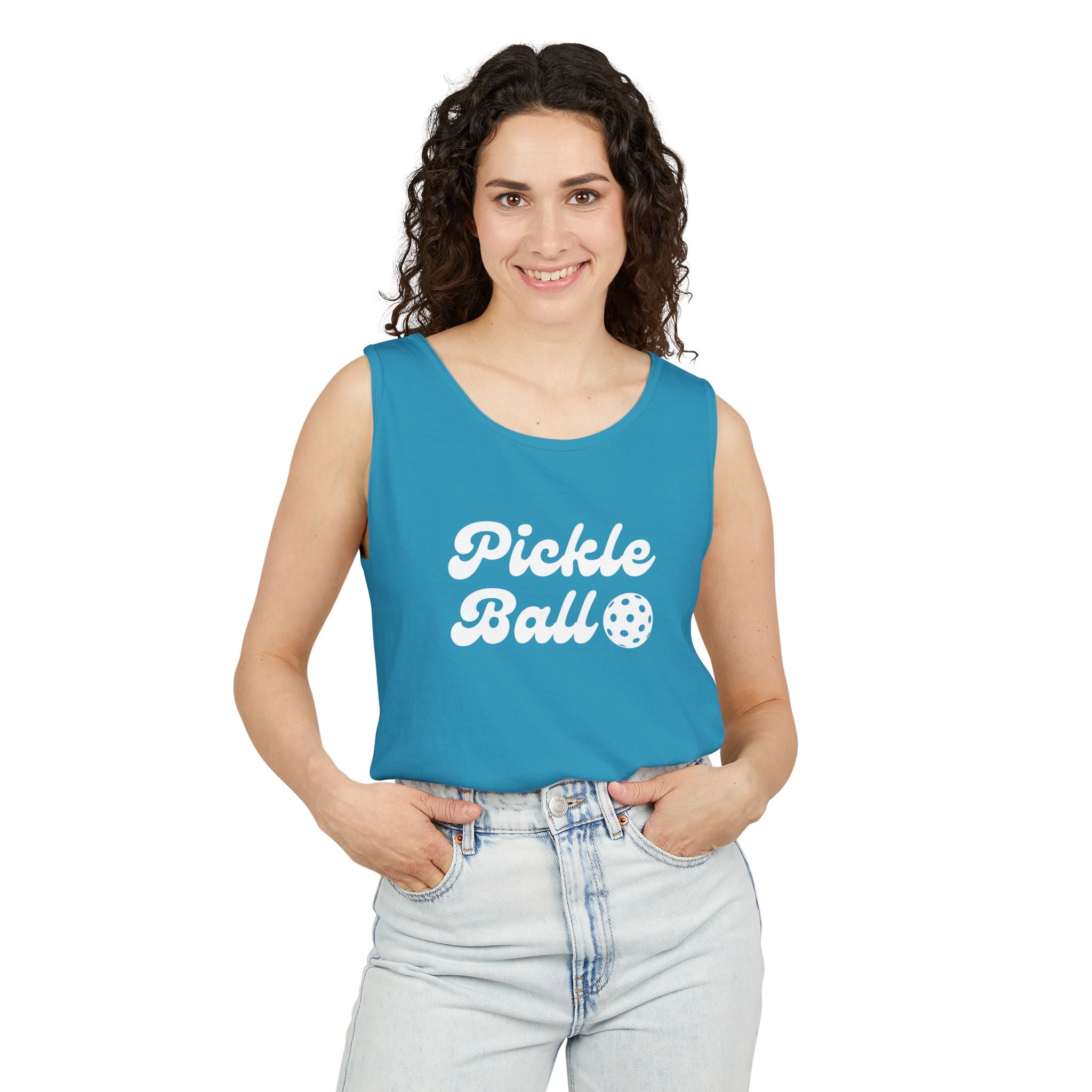 Pickleball. Unisex, Lightweight, Cotton, Graphic Tank. Pickleball.