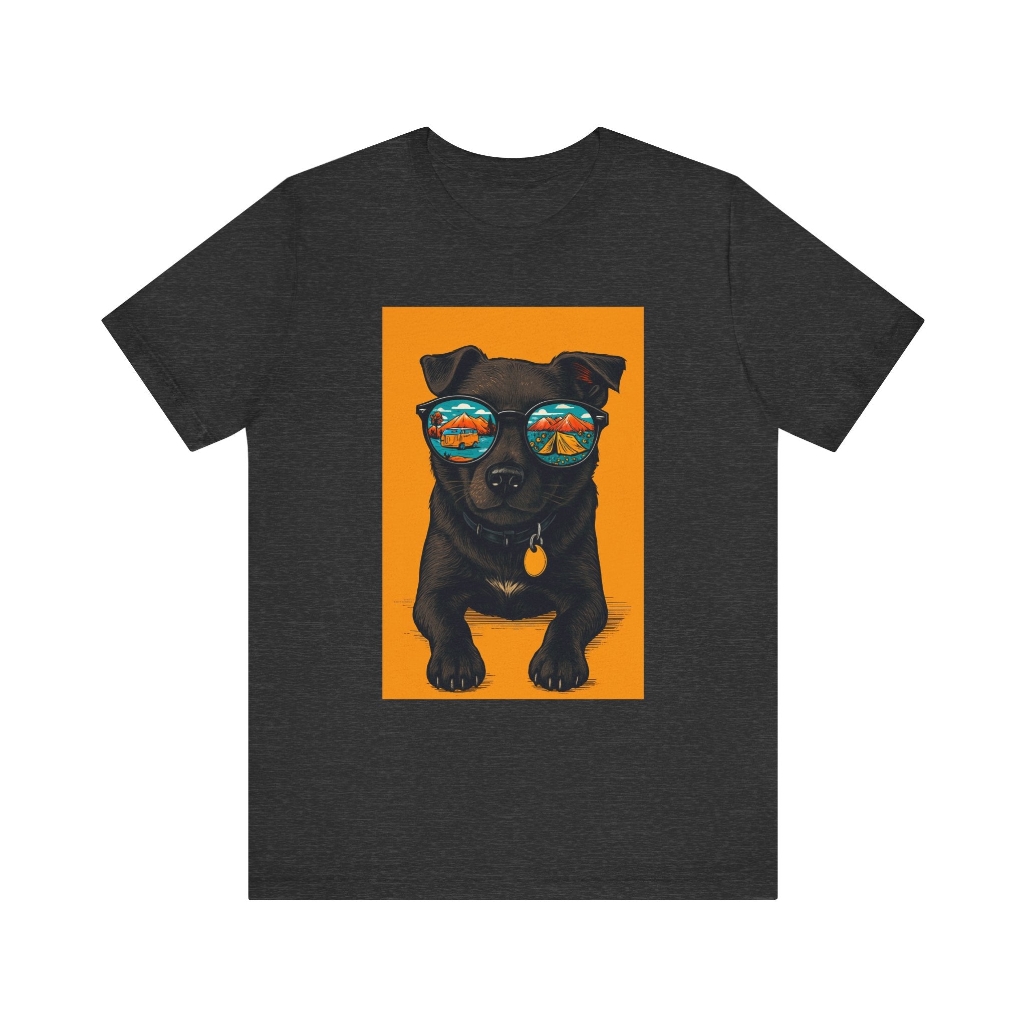 Bark & Meow Collection. Unisex, Crew Neck, Short Sleeve, Graphic T-Shirt.  Camping. Dog.