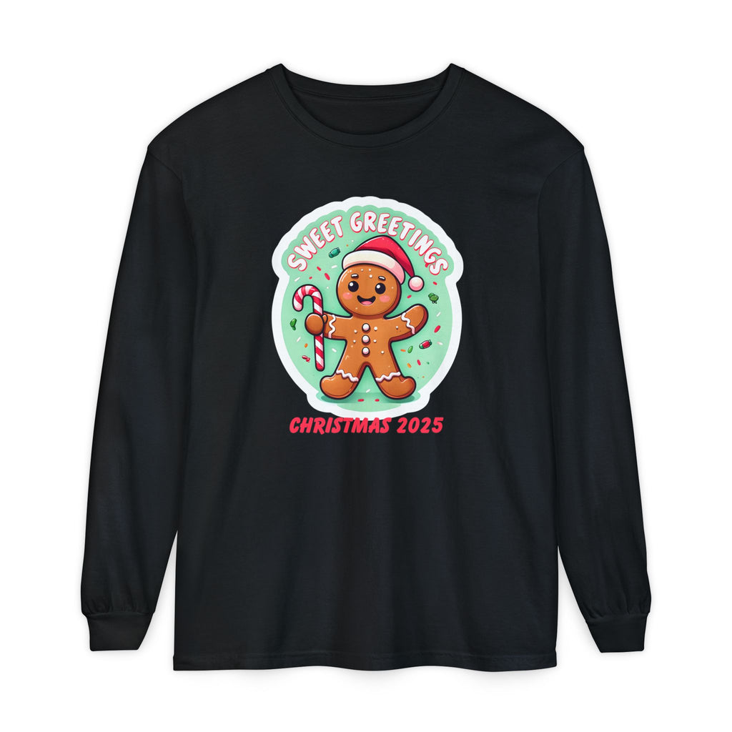 Holiday Moon. Unisex, Crew Neck, Long Sleeve, Graphic T-Shirt. Sweet Greetings.