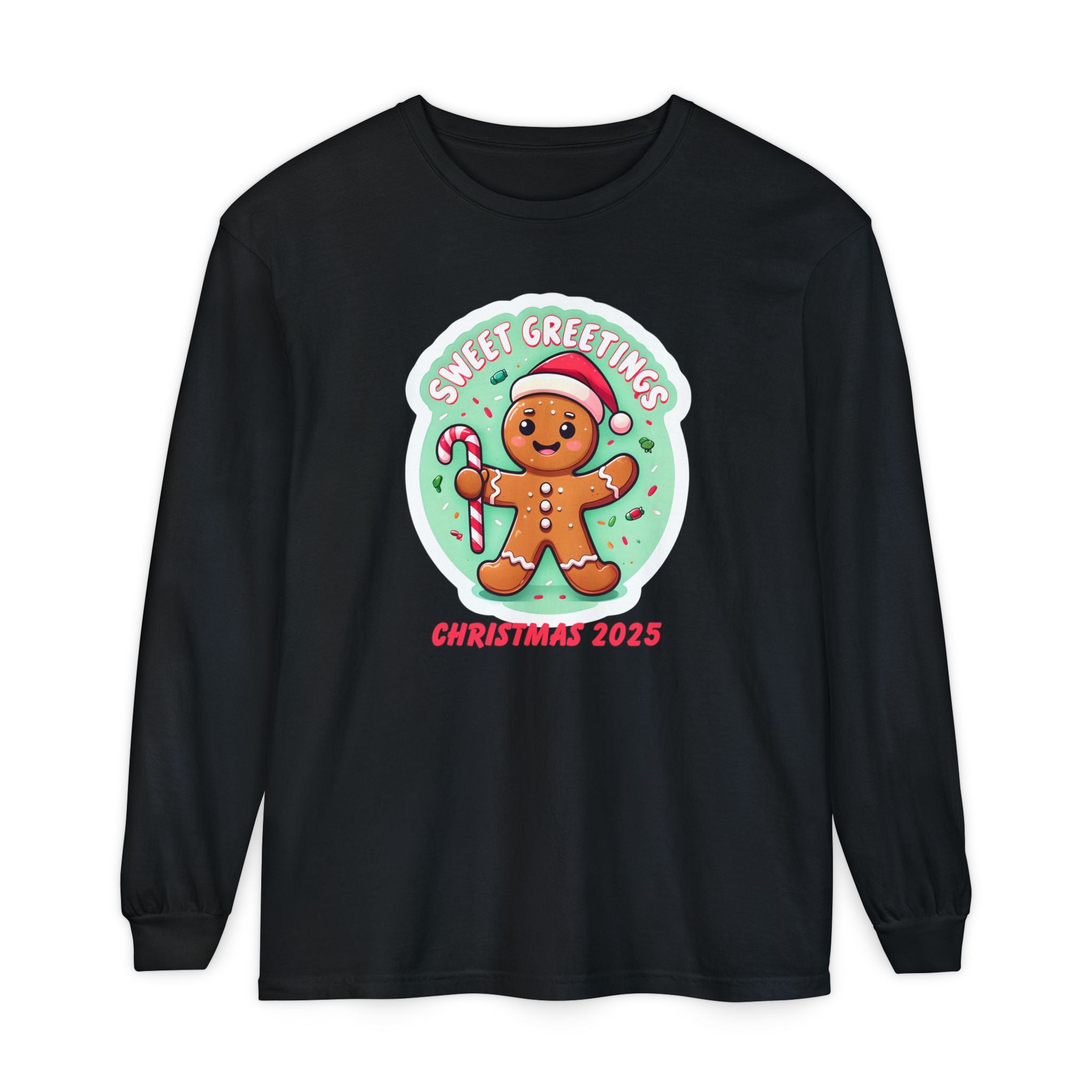 Holiday Moon. Unisex, Crew Neck, Long Sleeve, Graphic T-Shirt. Sweet Greetings.