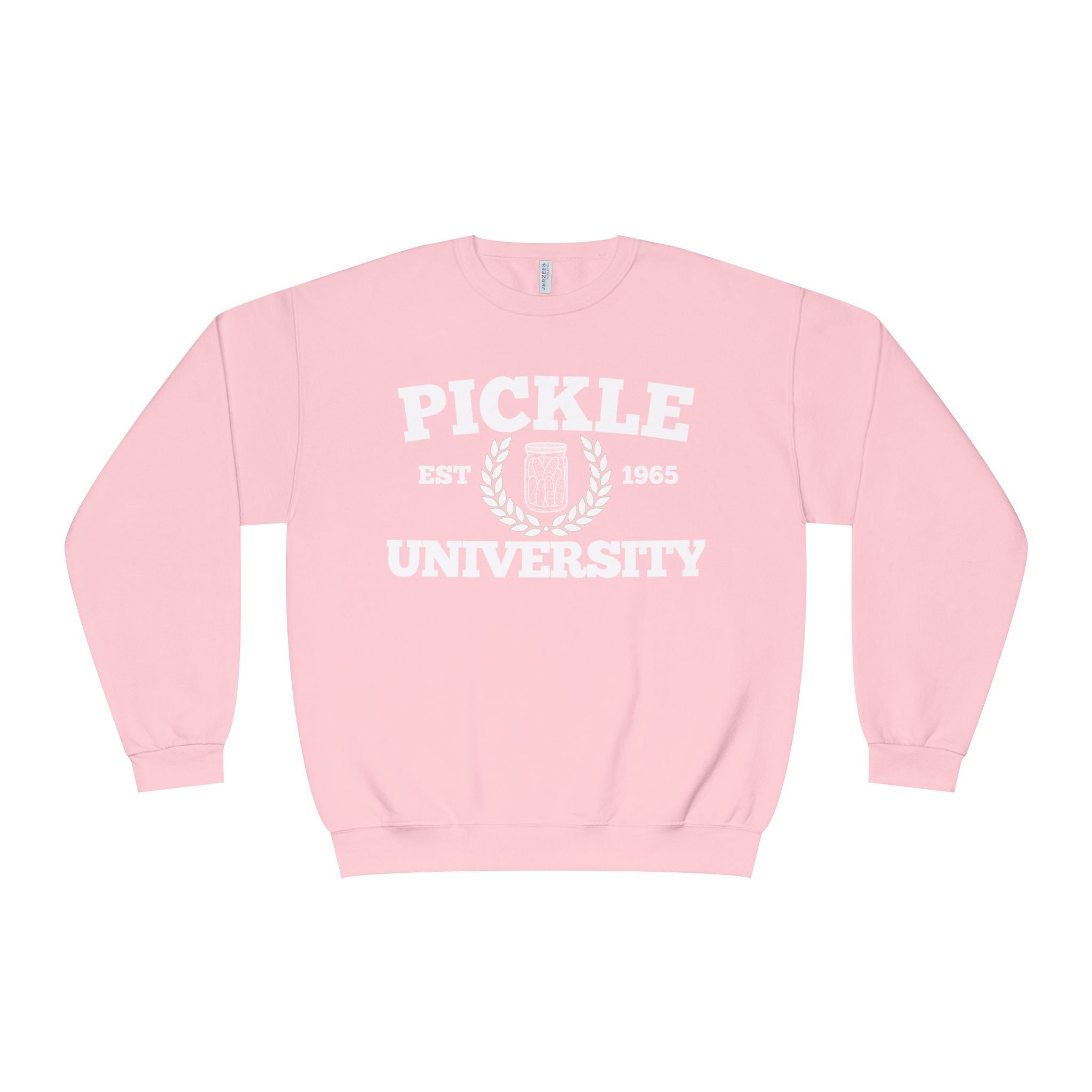 Pickleball. Ladies, Crew Neck, Medium-Heavy NuBlend fleece/cotton, Graphic Sweatshirt. Pickleball. 7 Color Options. Vintage “Pickle Est. 1965” College Style.