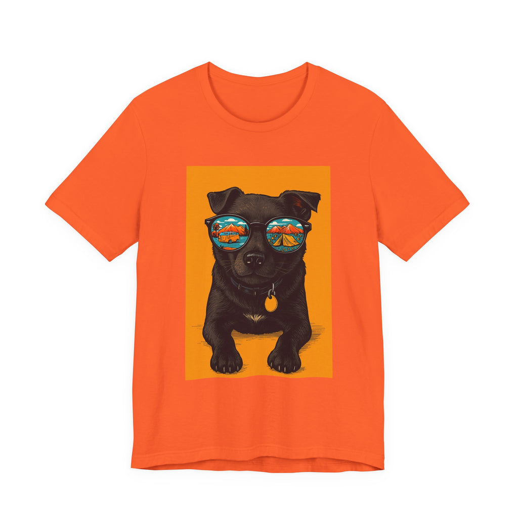 Bark & Meow Collection. Unisex, Crew Neck, Short Sleeve, Graphic T-Shirt.  Camping. Dog.