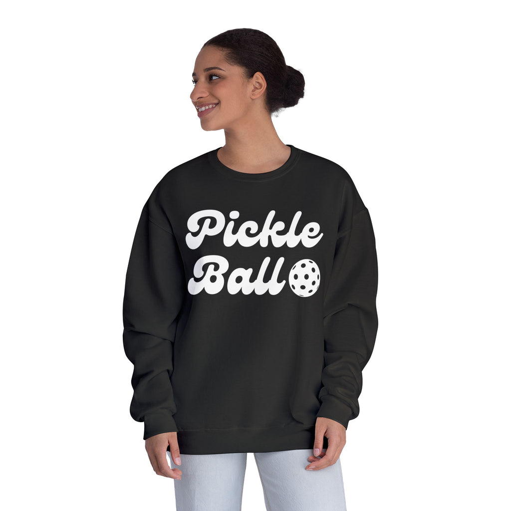 Pickleball. Ladies, Crew Neck, Medium-Heavy NuBlend fleece/cotton, Graphic Sweatshirt. Pickleball. 10 Colors to choose from.