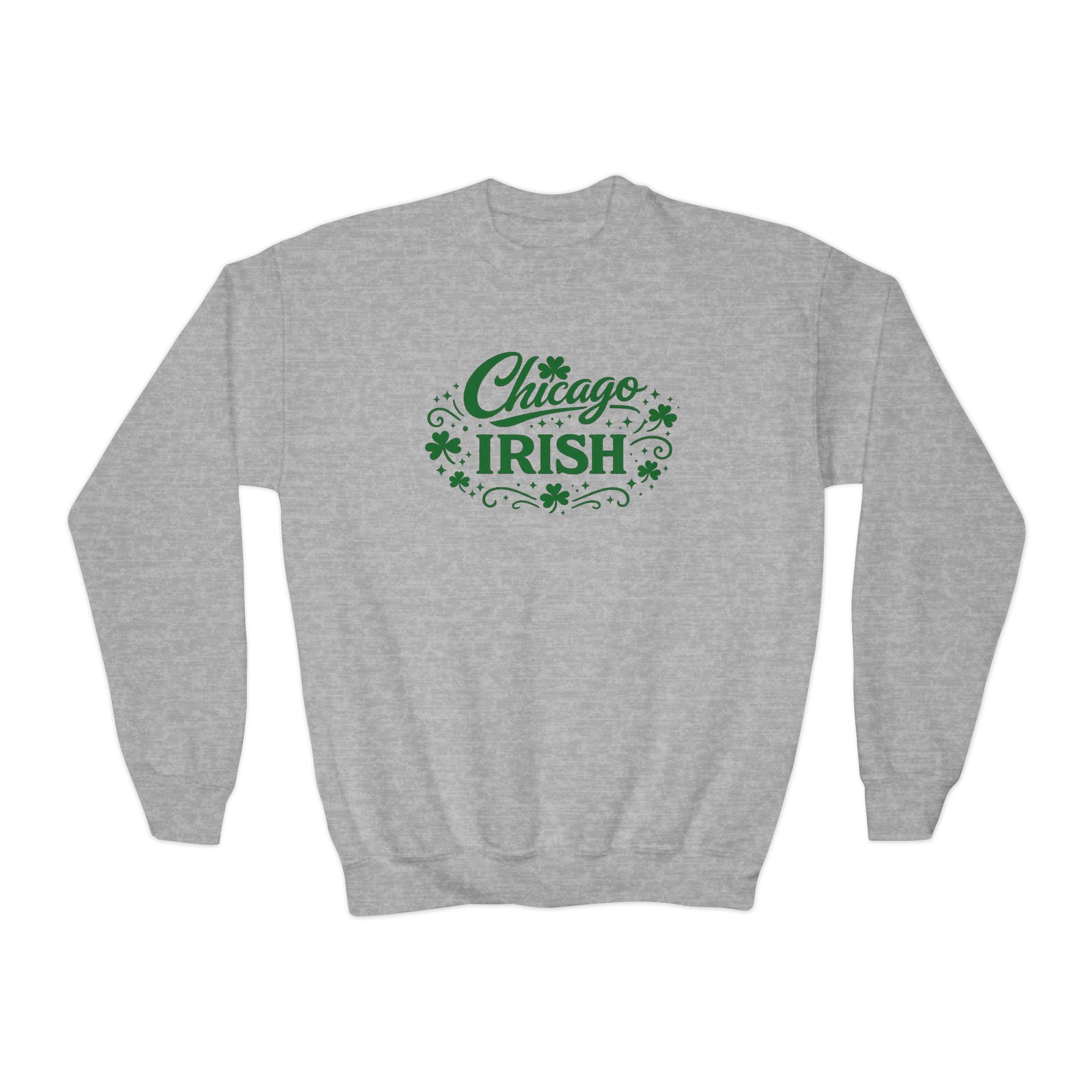 A Lucky Moon. Youth, Crew Neck, Medium-Heavy NuBlend fleece/cotton, Graphic Sweatshirt. Chicago Irish.