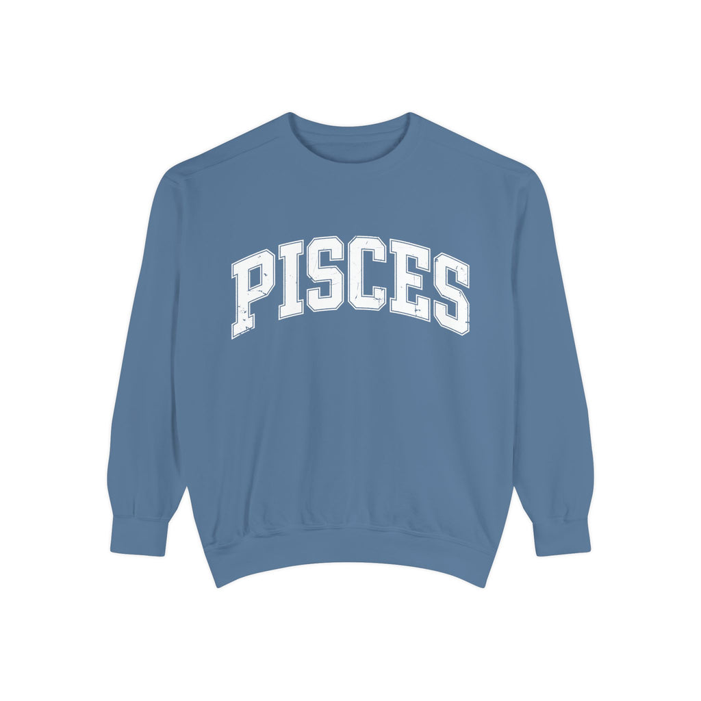 The Zodiac Collection. Unisex Garment-Dyed Crew Neck, Graphic Sweatshirt. Pisces.