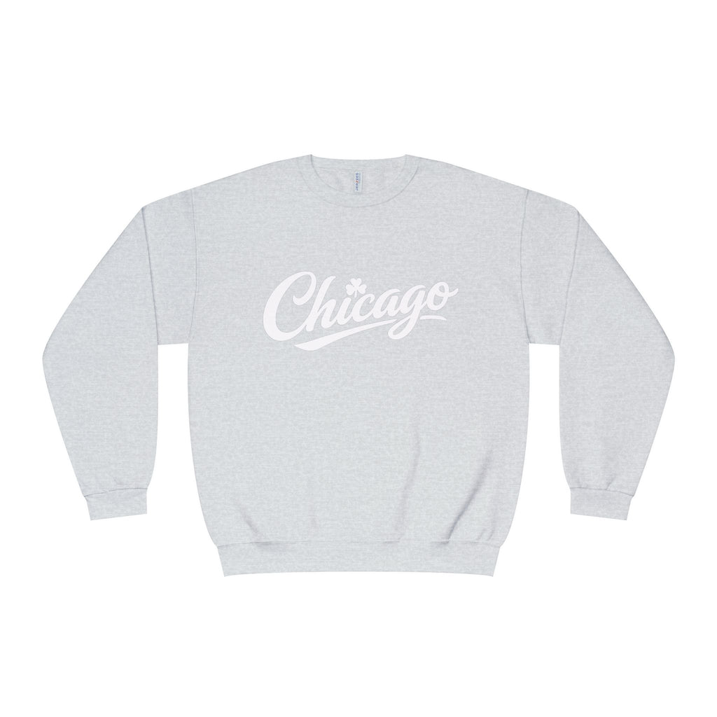 Lucky Moon. Ladies, Crew Neck, Medium-Heavy NuBlend fleece/cotton, Graphic Sweatshirt. Chicago Shamrock.