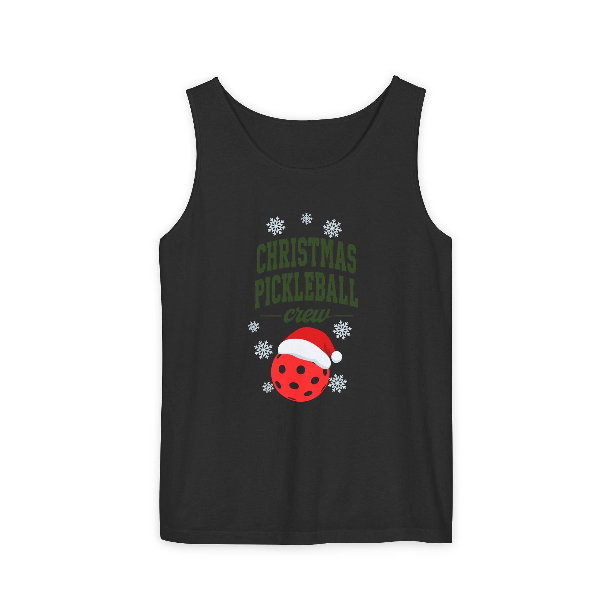 Holiday Moon. Unisex, Lightweight, Cotton, Graphic Tank. Christmas Pickleball Crew.