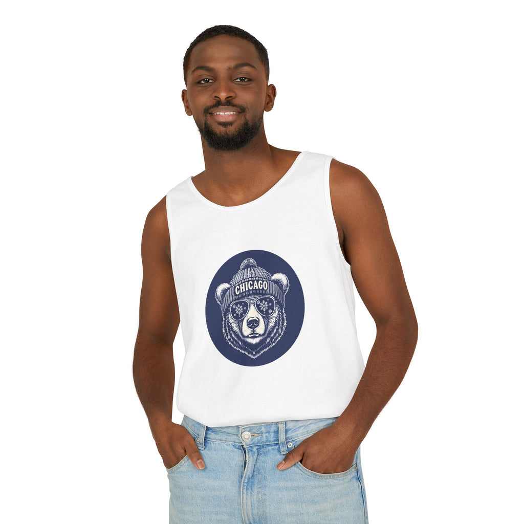 Sporty Soul. Unisex, Lightweight, Cotton, Graphic Tank. Retro Winter Beanie Bear.
